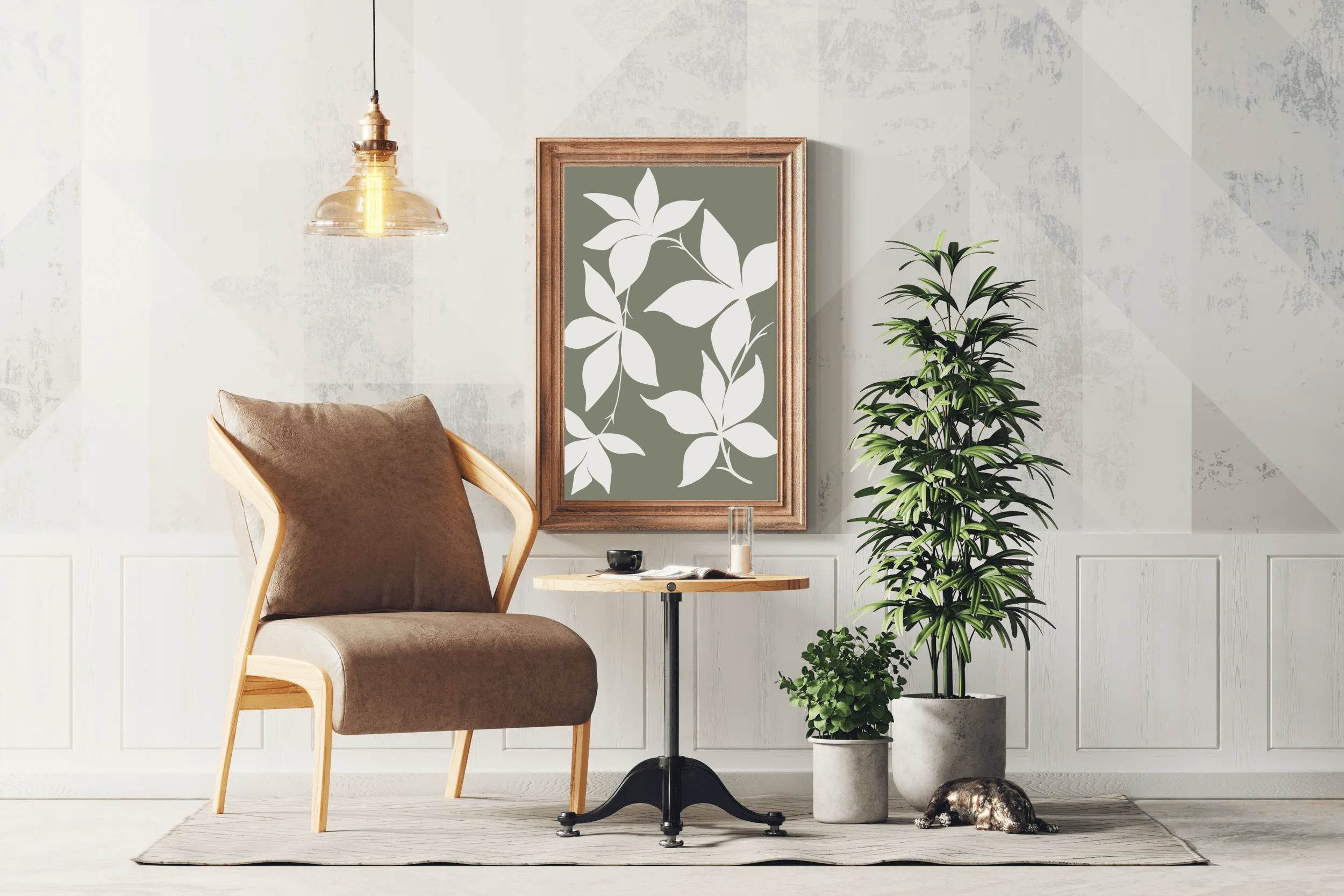 White Blossoms Silhouettes of Flowers ArtWork - beink online art store