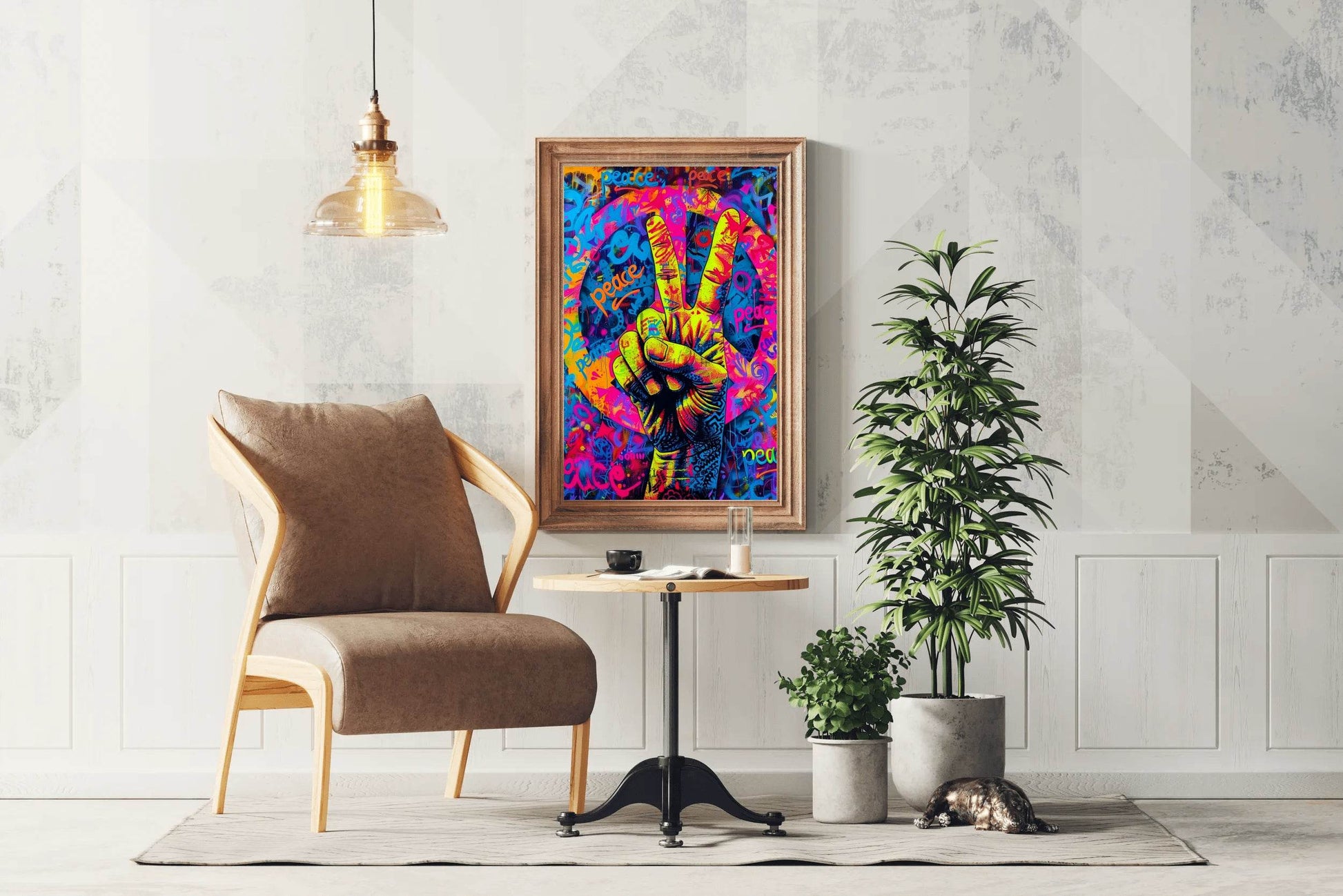Graffiti Wall with a Peace Sign Wall Art - beink online art store