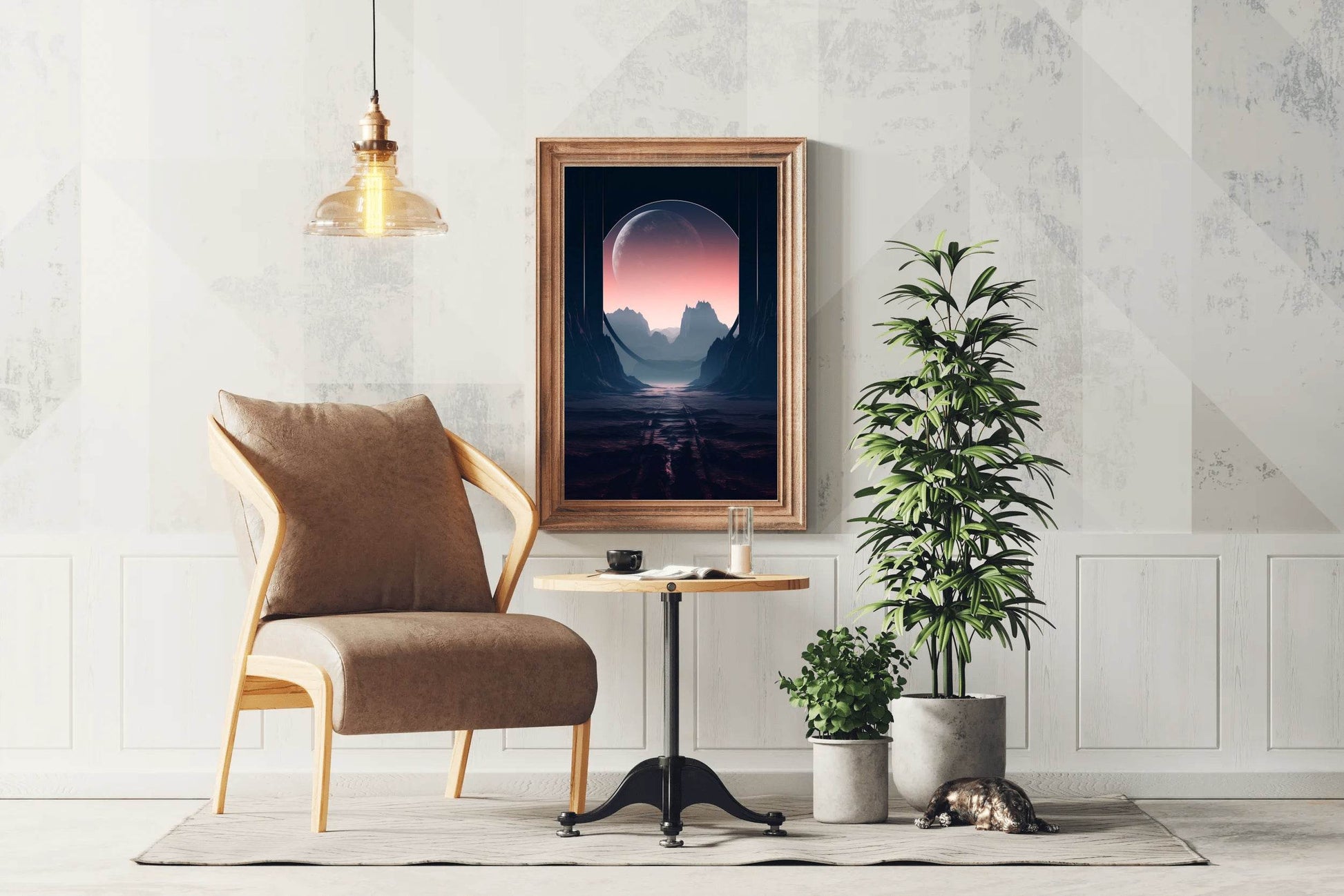 Moon Between The Mountain Wall Art - beink online art store