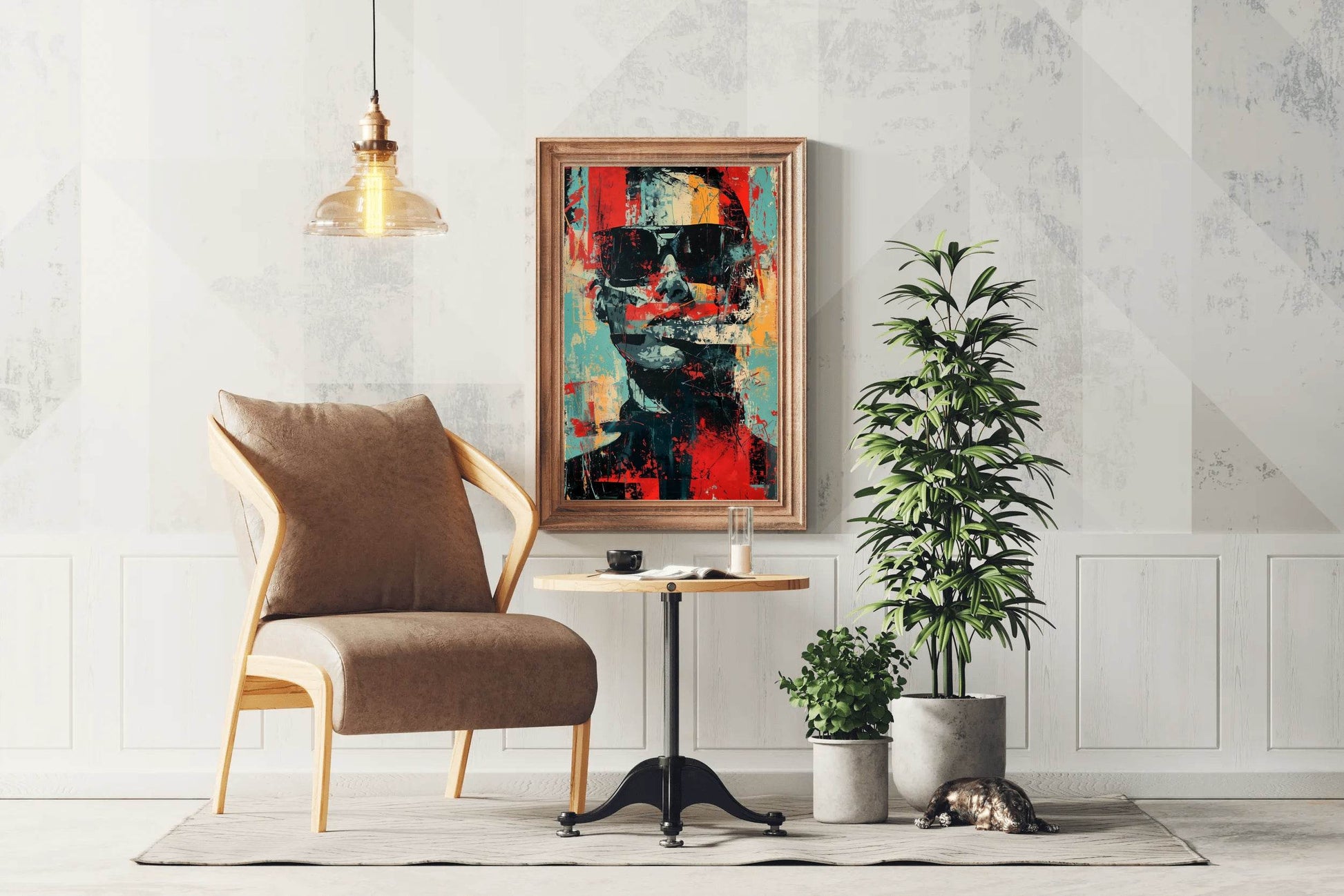 Oil Paint Strokes of Funky Man With Glasses Wall Art - beink online art store