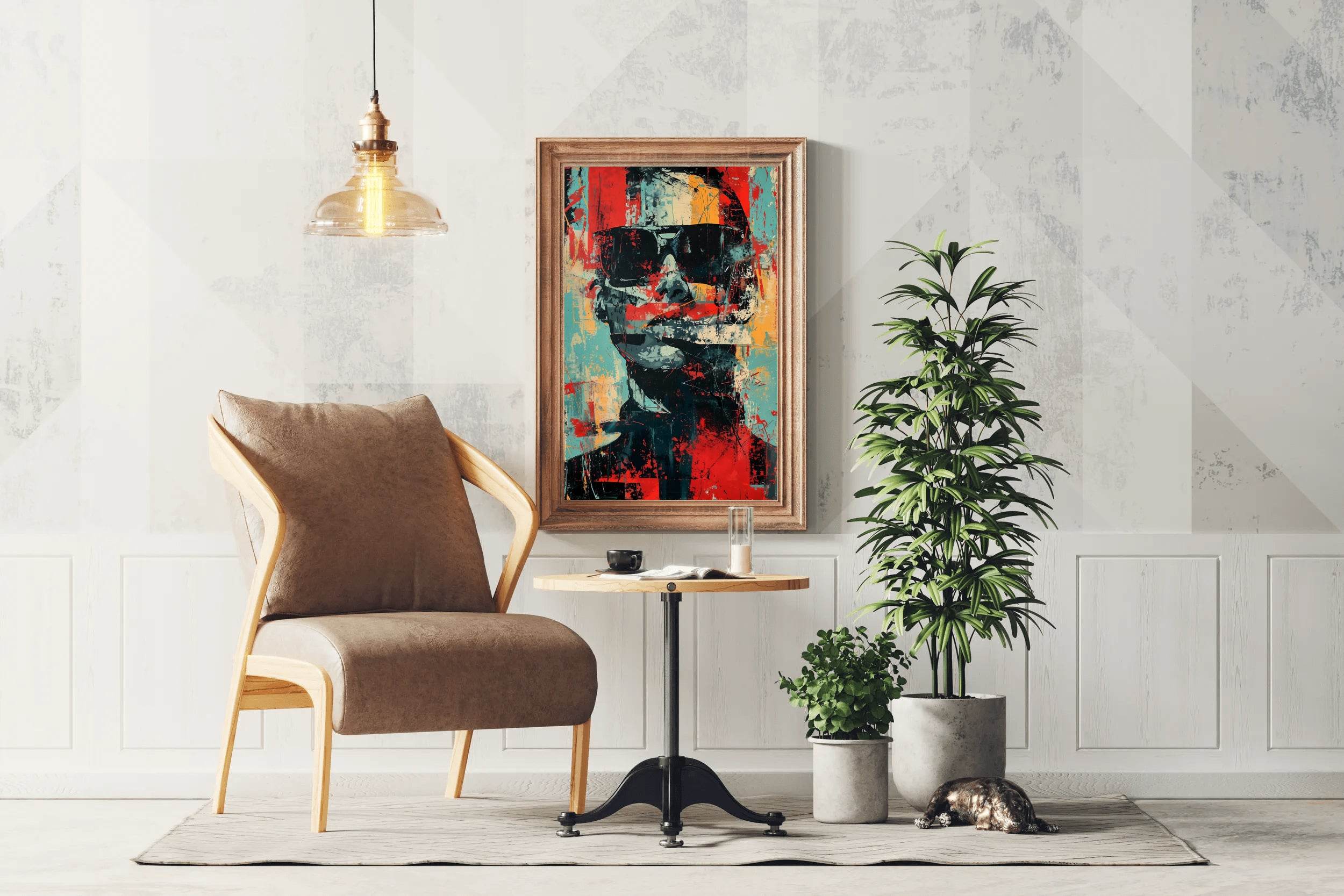 Oil Paint Strokes of Funky Man With Glasses Wall Art - beink online art store