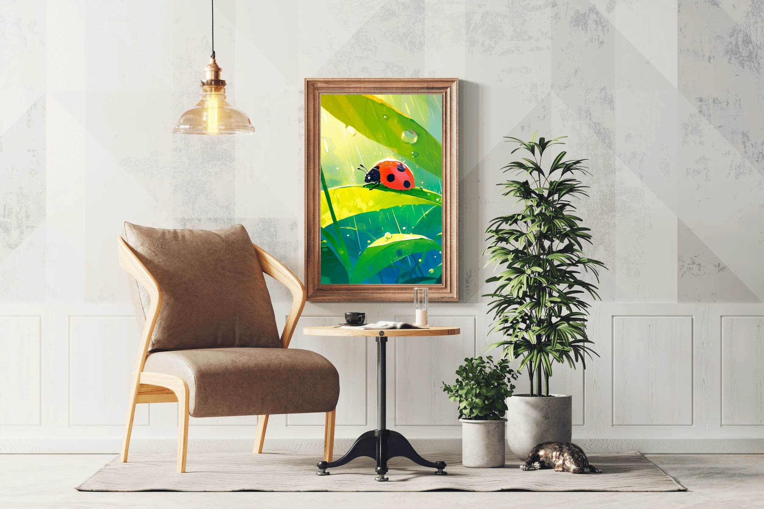 Ladybug on leaf Anime Wall Art - beink online art store