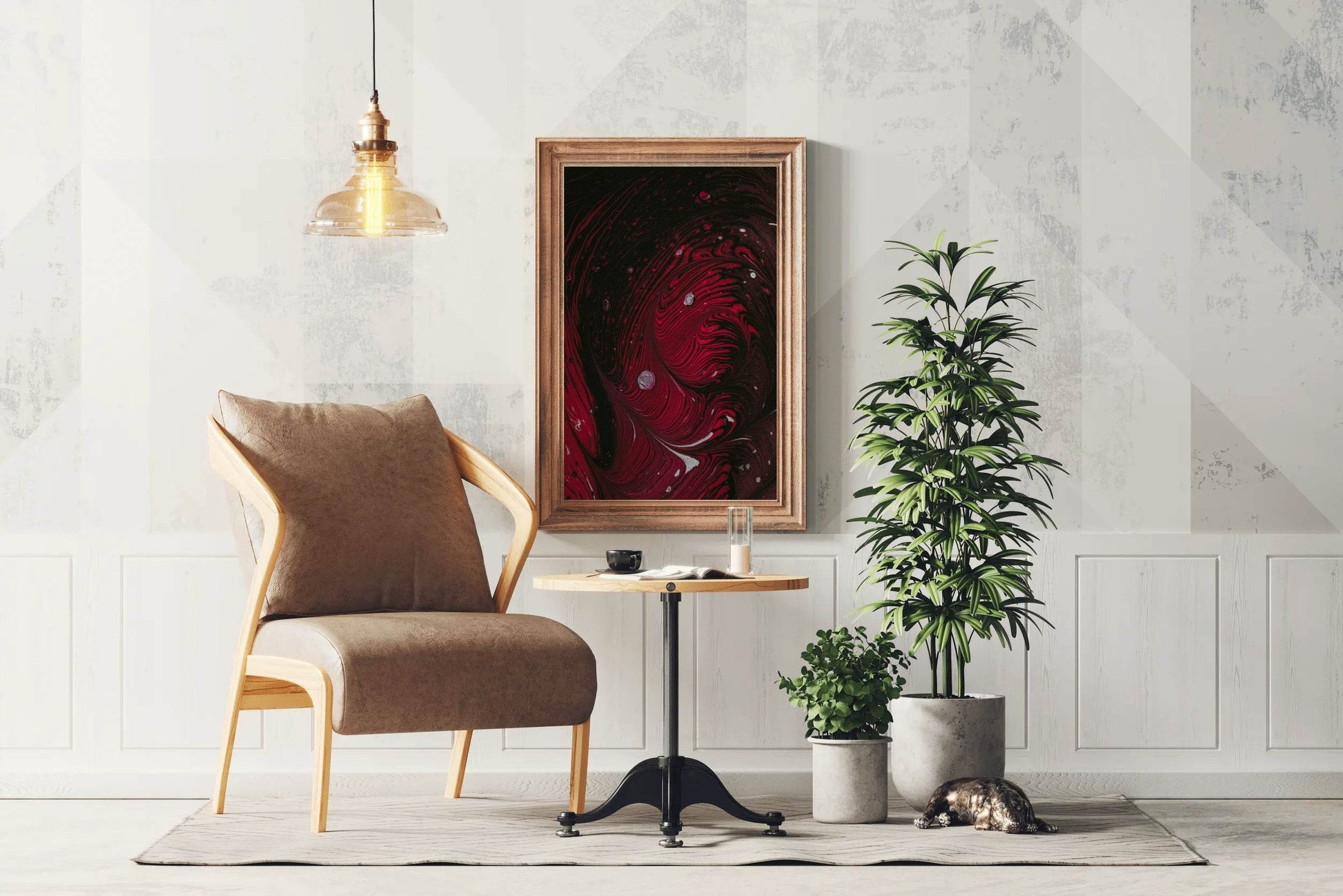 Swirling Red Print Abstract Wall Art - beink online art store