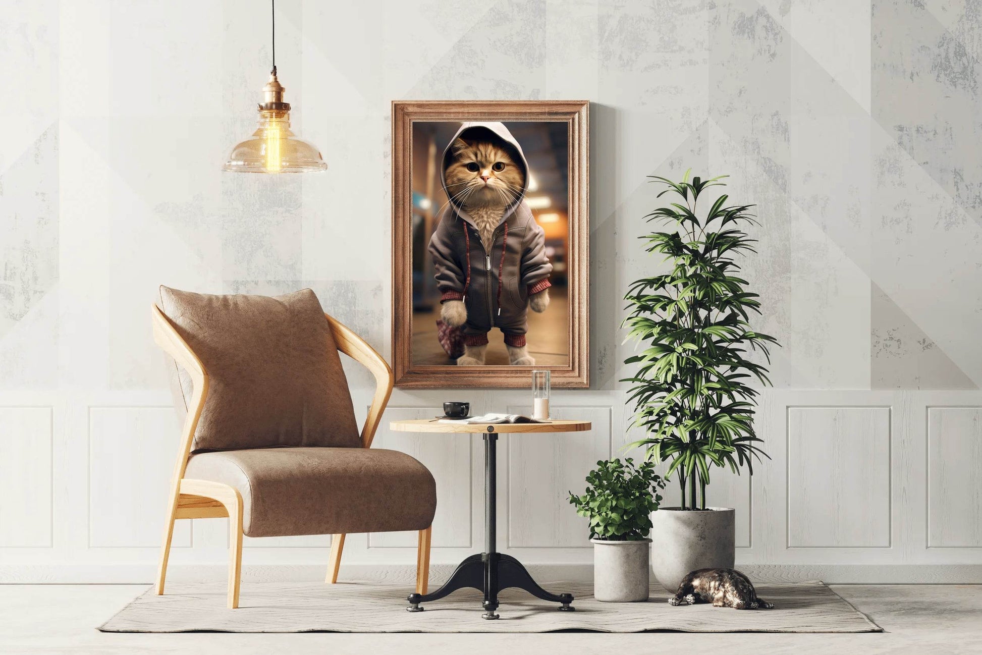 Cute Cat Wearing Jacket Animal Wall Art - beink online art store