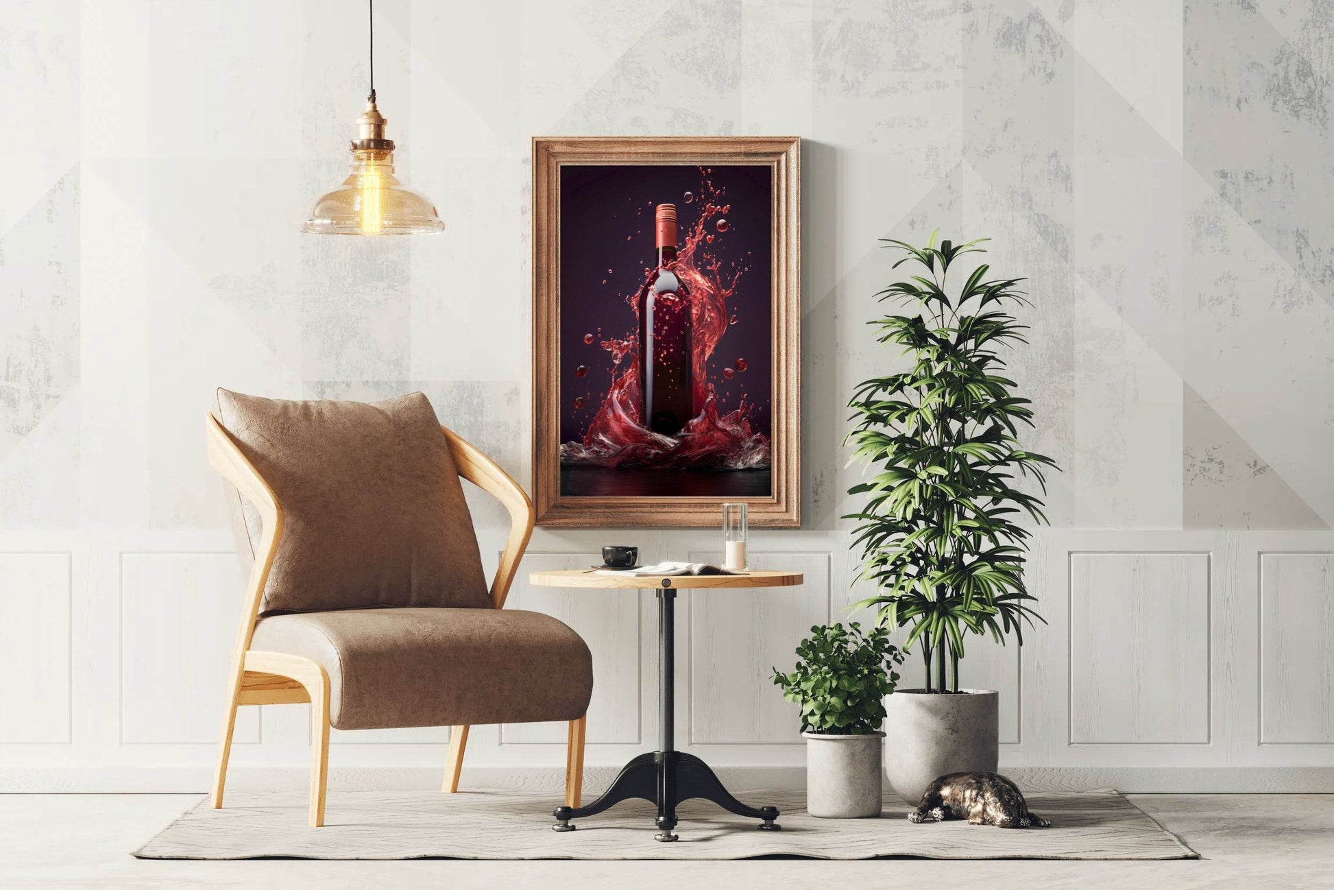 Red Wine Bottle With Purple Background Wall Art - beink online art store