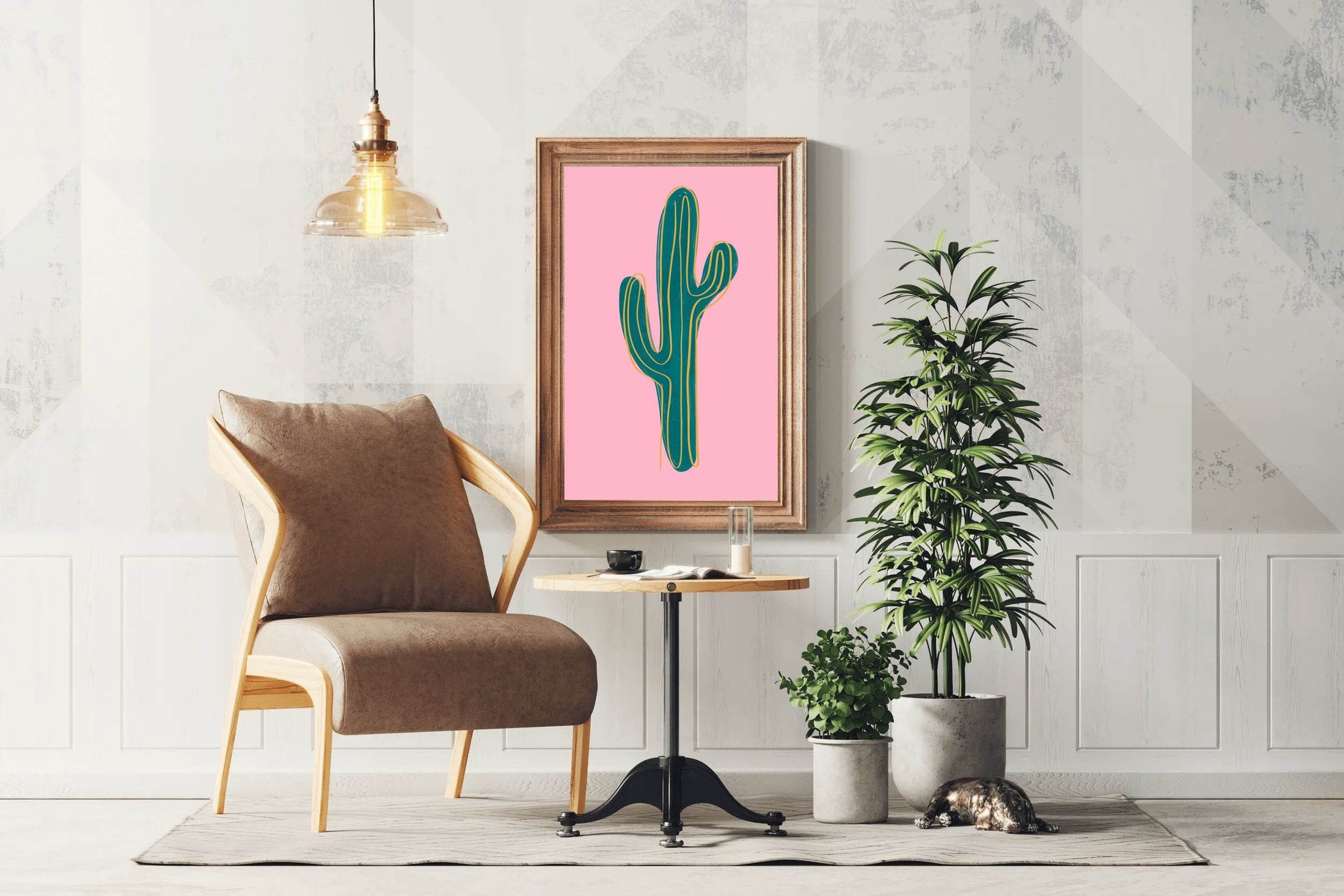 Green Cactus Painting Wall Art - beink online art store