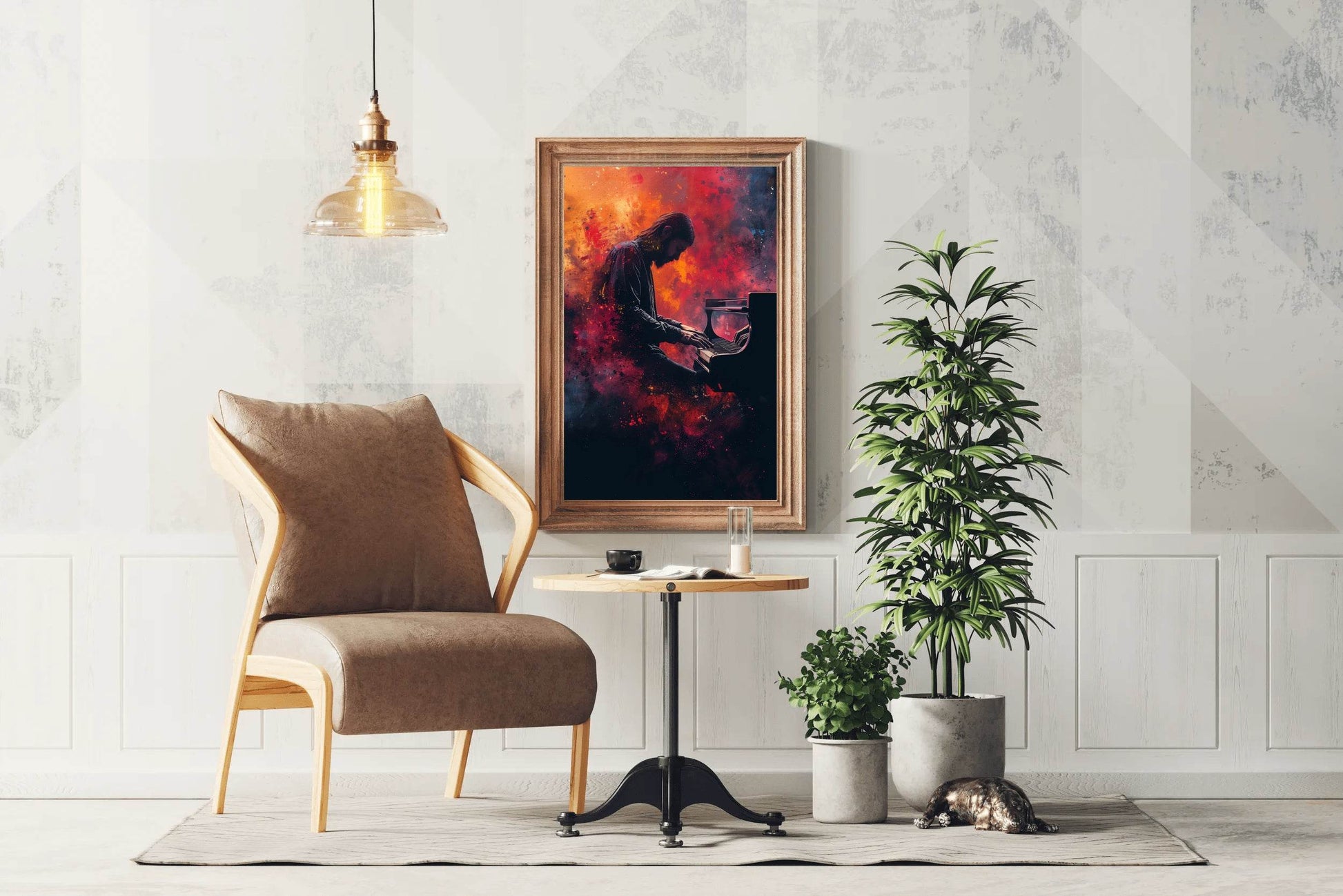Digital Painting of a Man Playing Piano - beink online art store