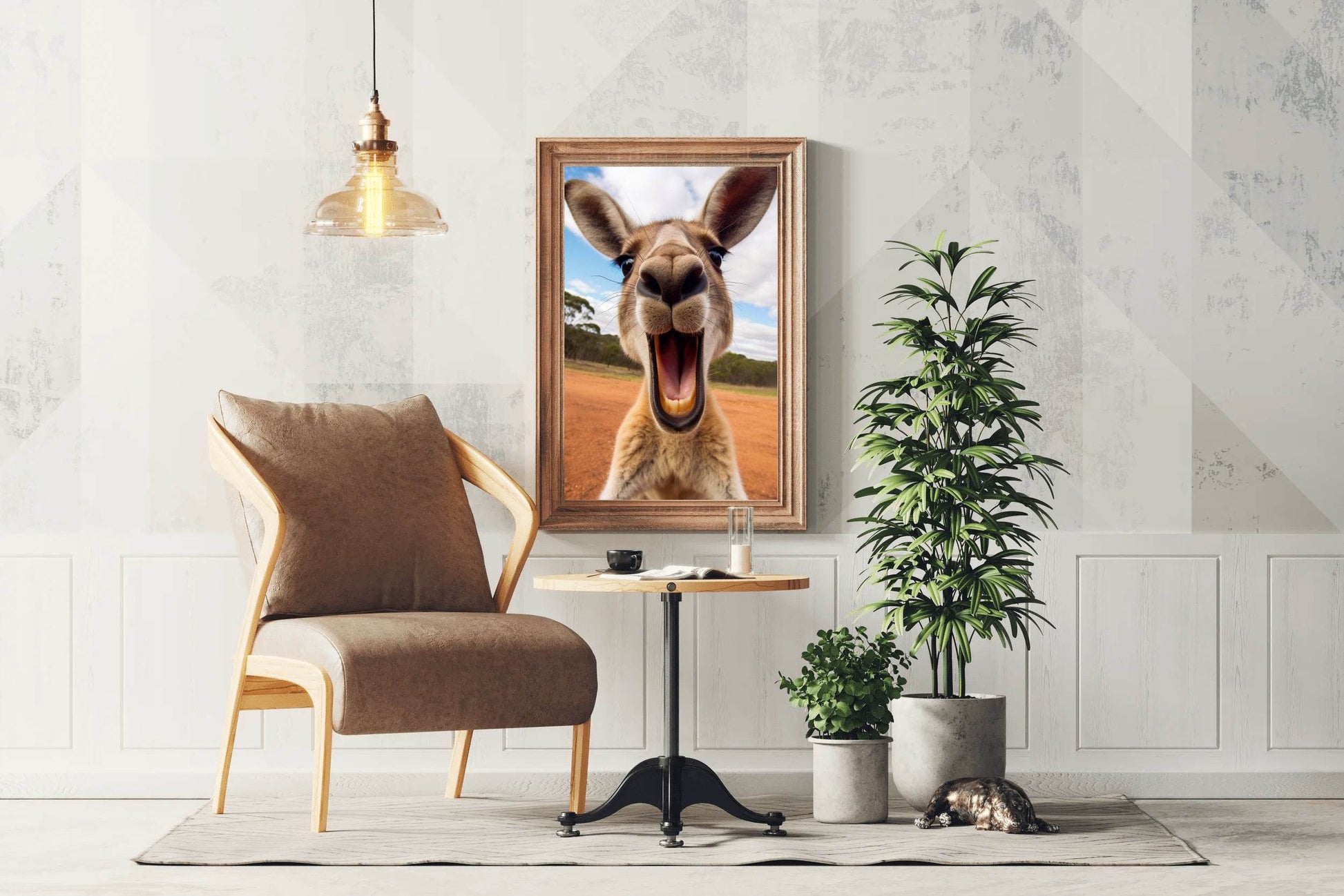 Funny Red Kangaroo Face Wall Art - beink online art store