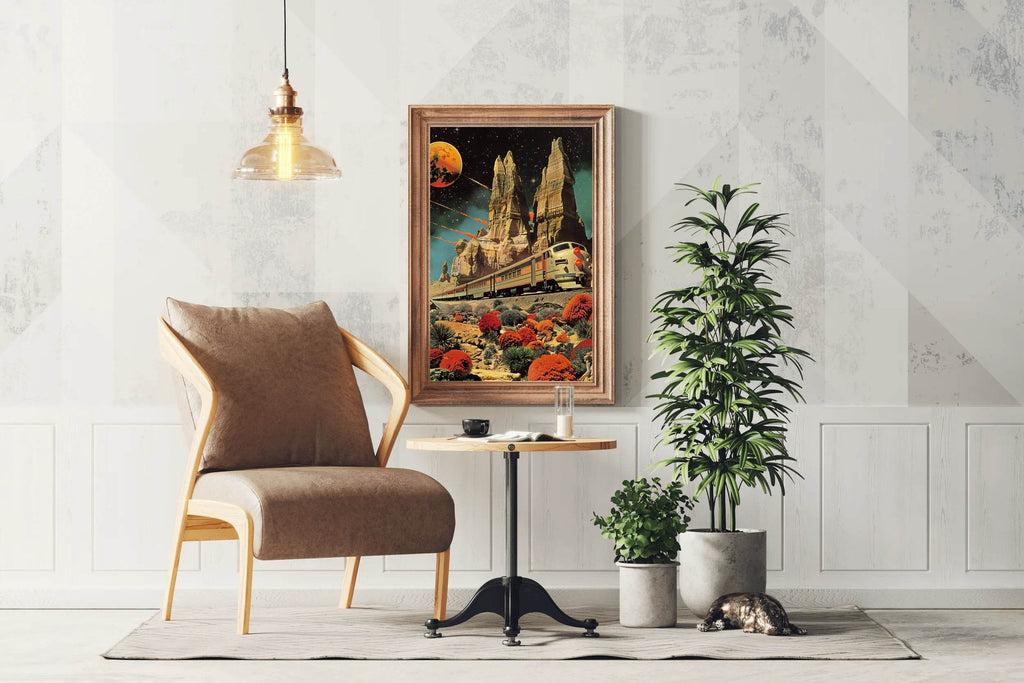 Painting Of A Train Passing Through The Plain Wall Art - beink online art store
