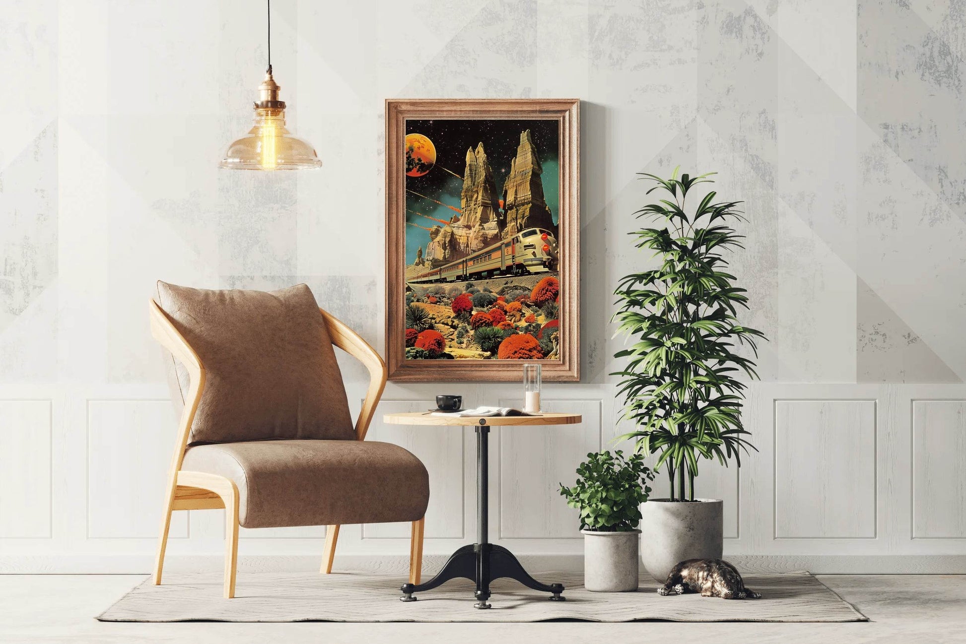 Painting Of A Train Passing Through The Plain Wall Art - beink online art store