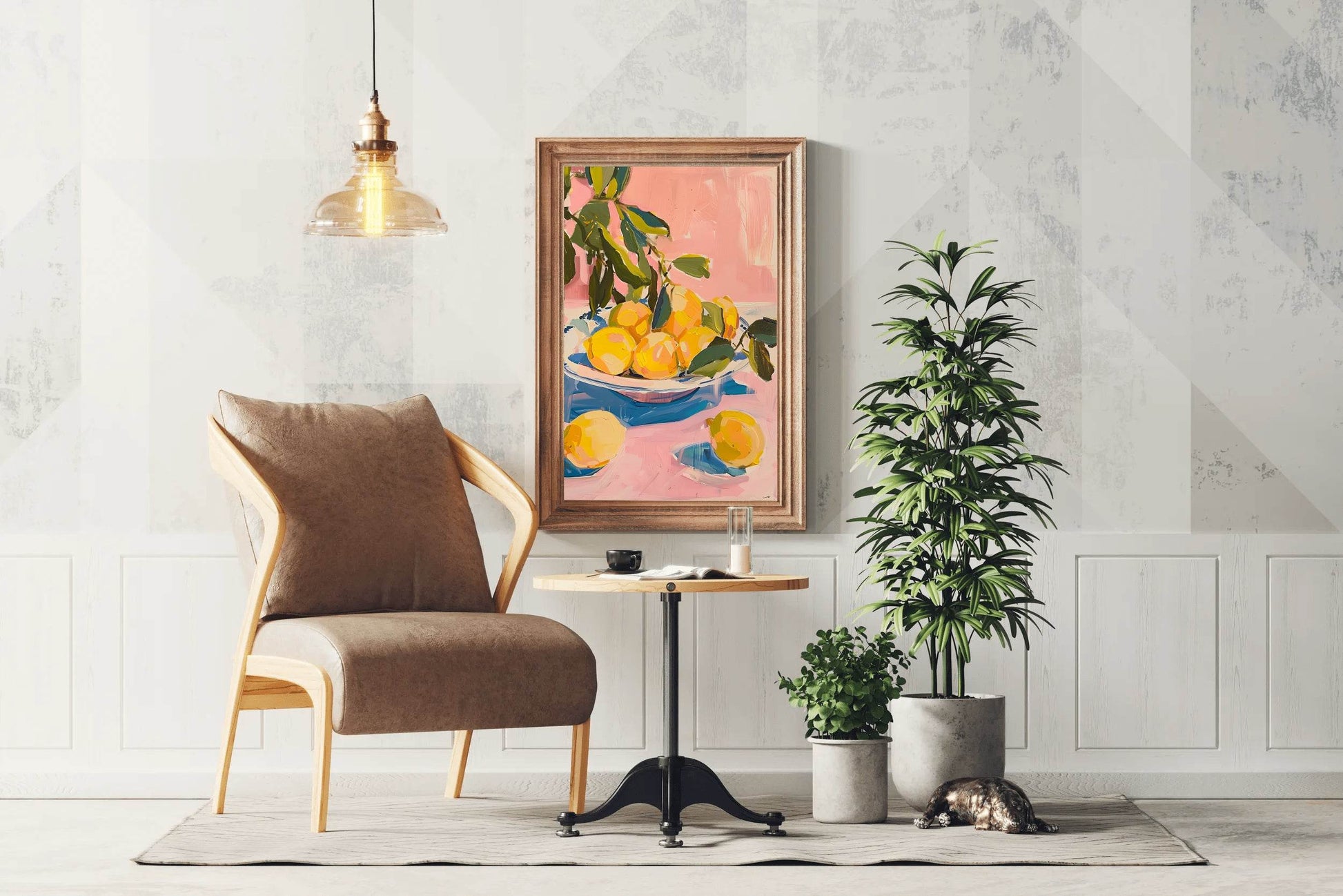 Freshly Picked Lemons on a Plate Wall Art - beink online art store
