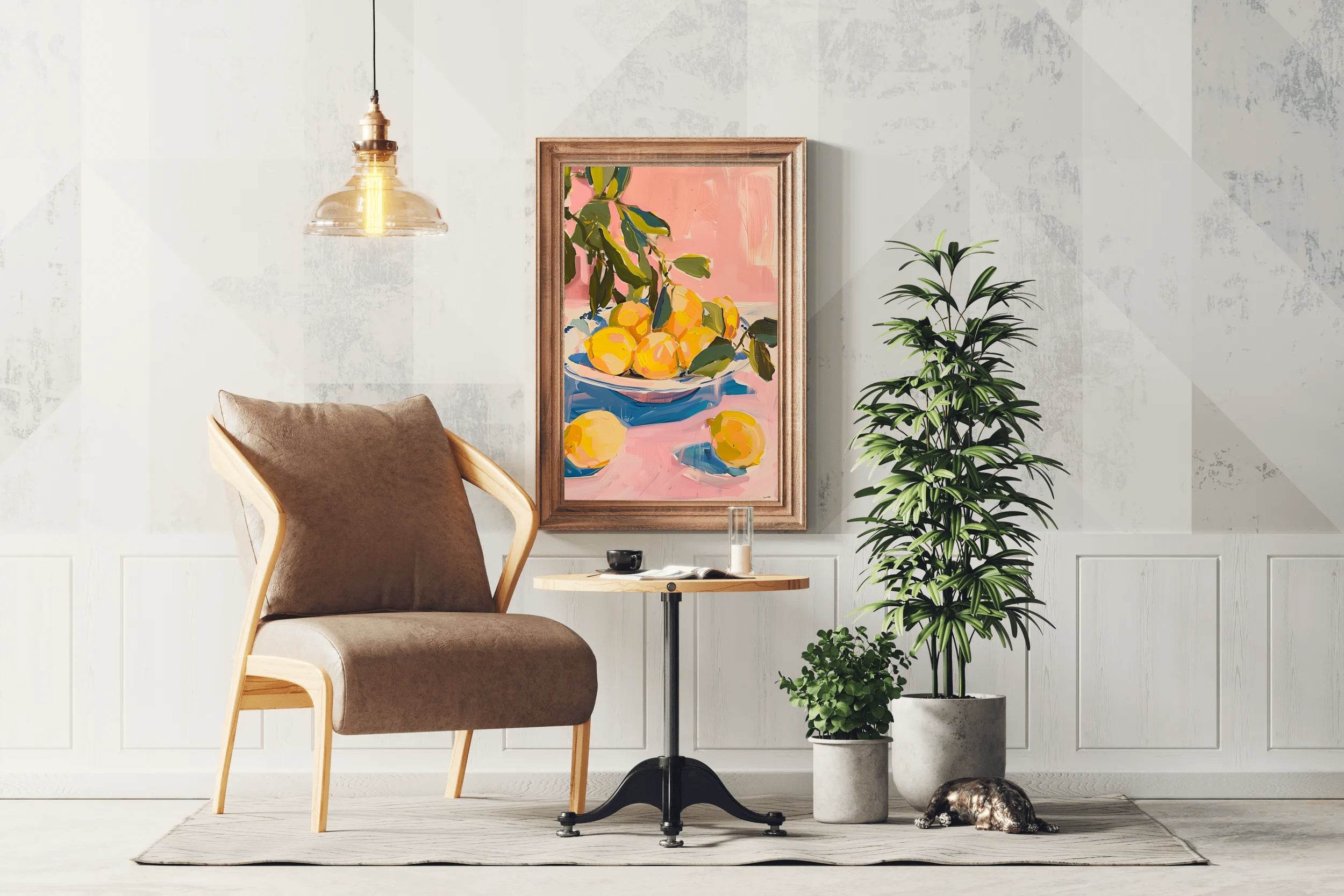 Freshly Picked Lemons on a Plate Wall Art - beink online art store