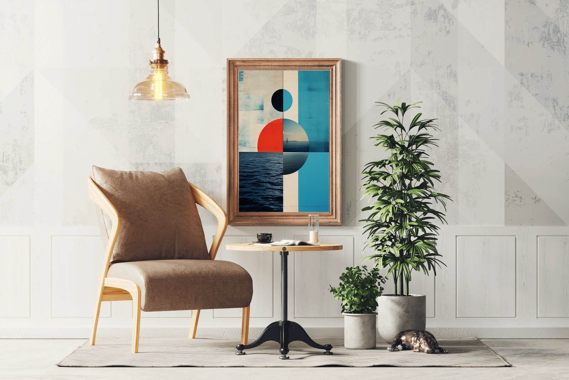 Creative Geometric Shapes With Sea Abstract Wall Art - beink online art store