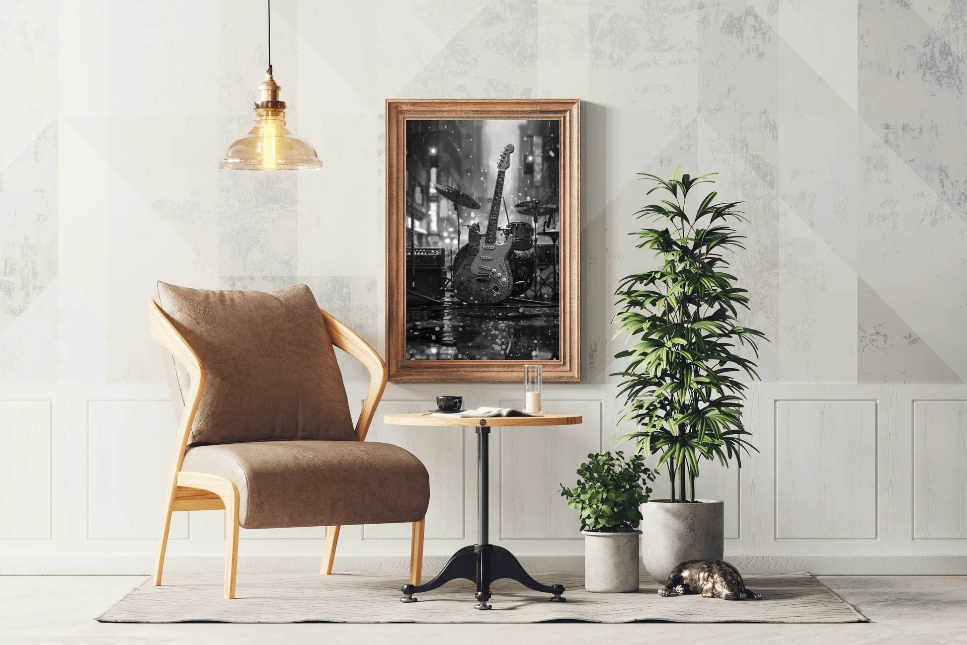 Guitar Left In The Rain Wall Art - beink online art store