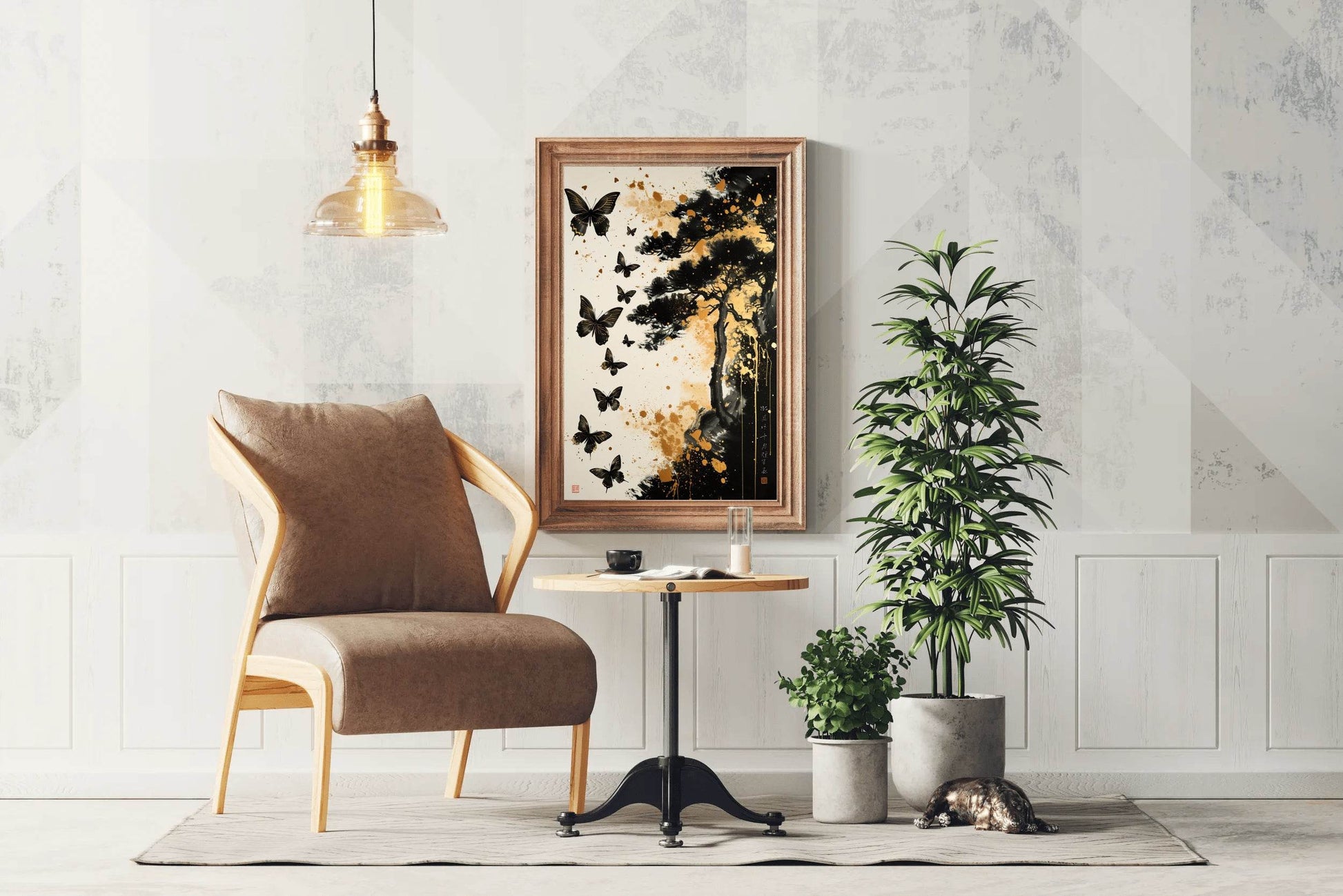Painting Beautiful Black Butterflies Wall Art - beink online art store
