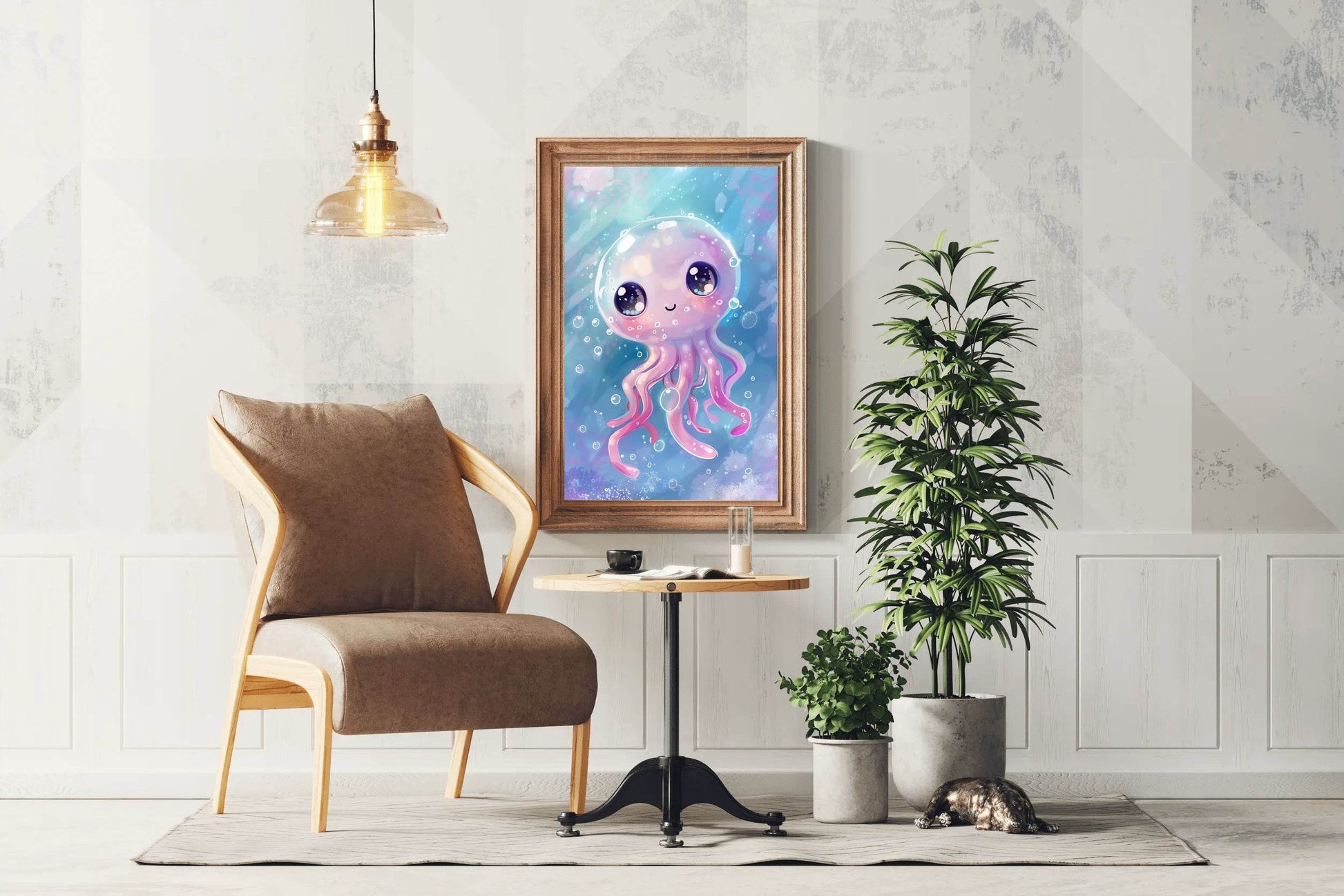 Cartoon Octopus With Bubbles Wall Art - beink online art store