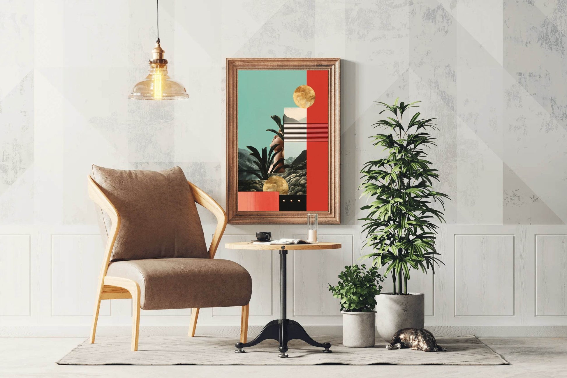 Girl Behind Geometric Shape Abstract Wall Art - beink online art store