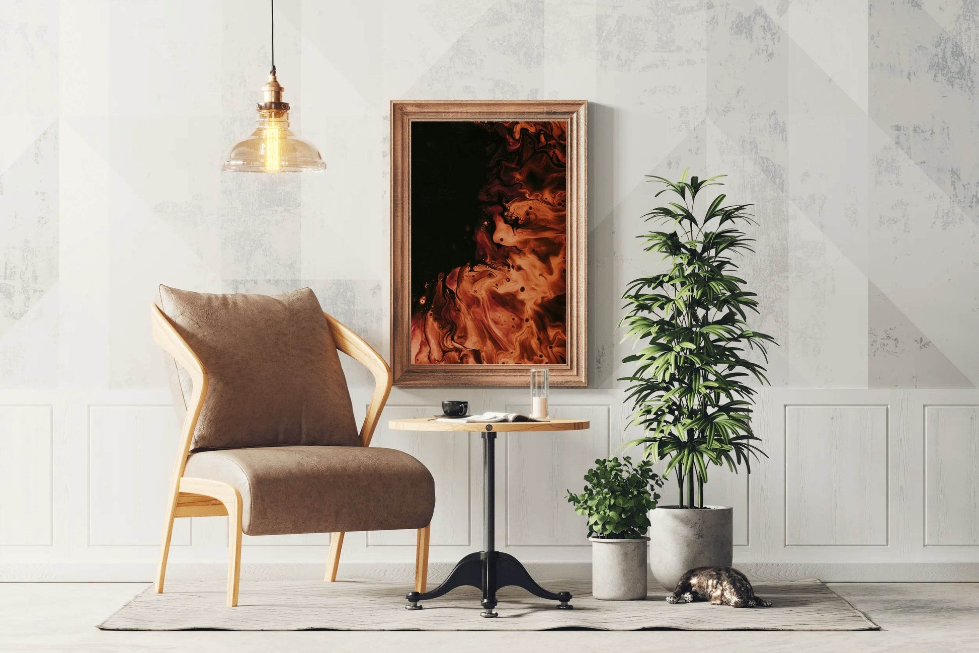 Fire Burning Brush Strokes Abstract Wall Art - beink online art store