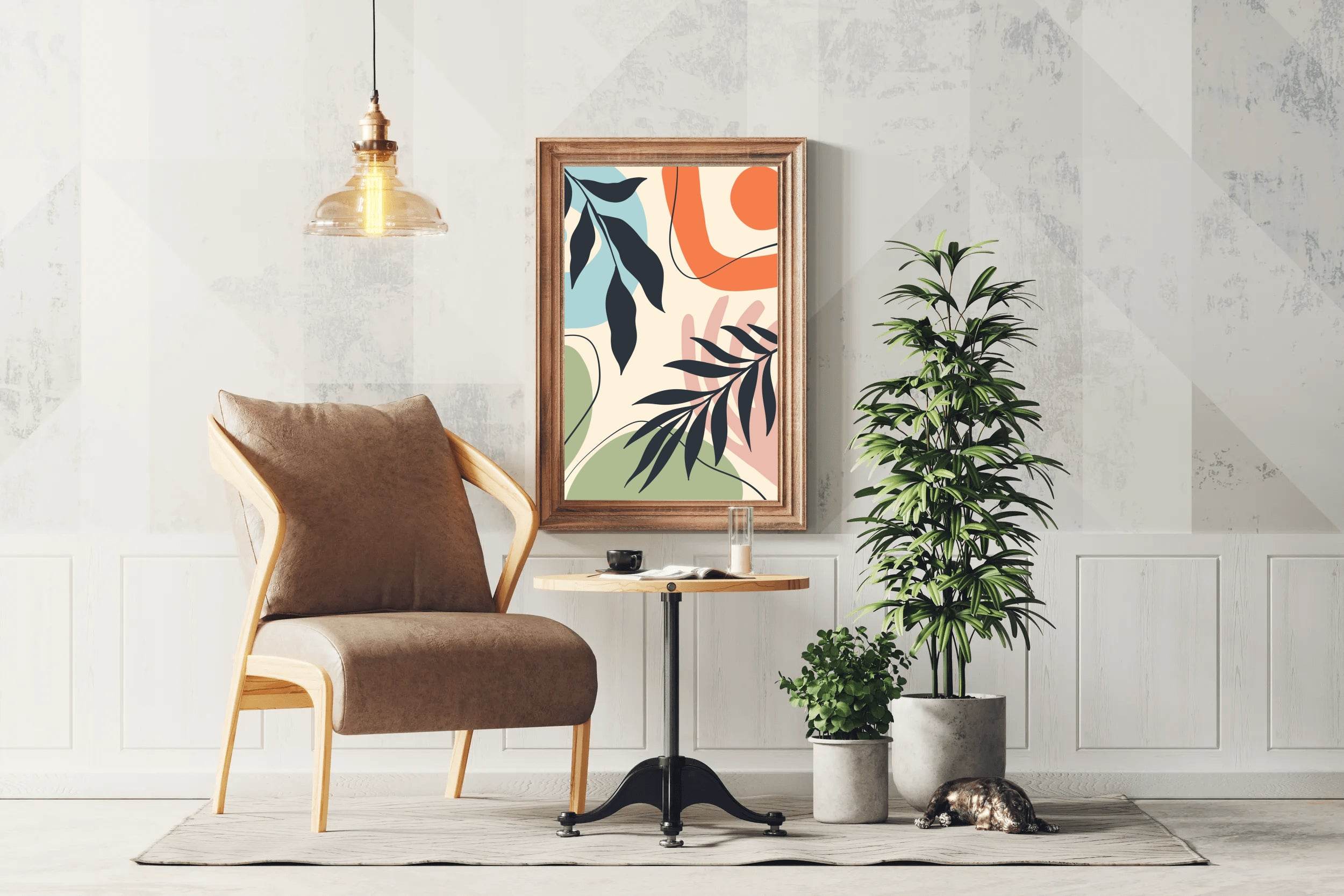 Willow And Fern Leaves Wall Art - beink online art store