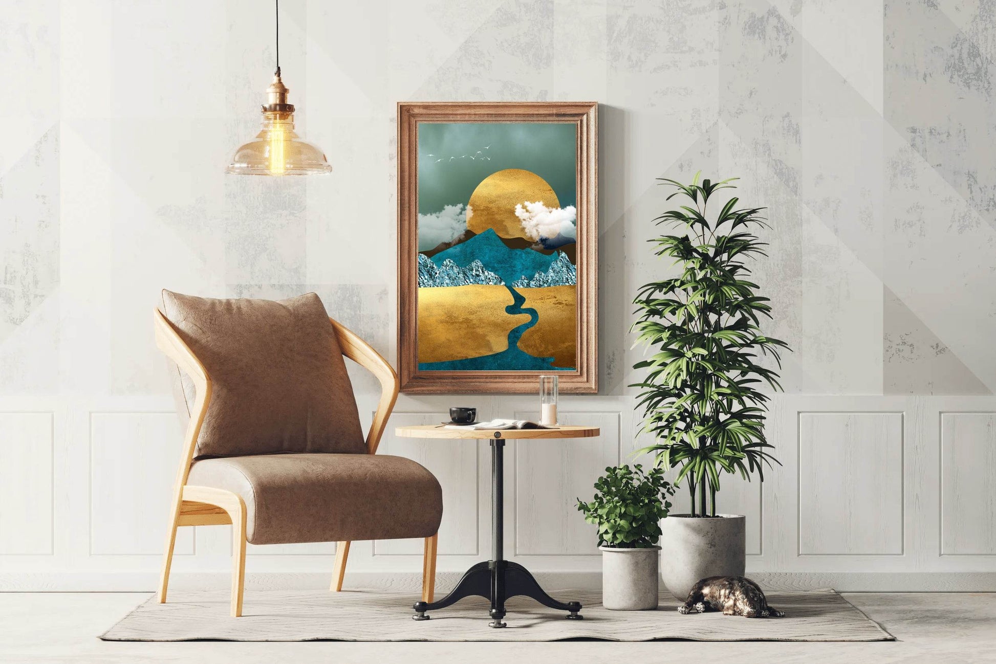 Wanderlust Golden Path Modern Wall Art - beink online art store