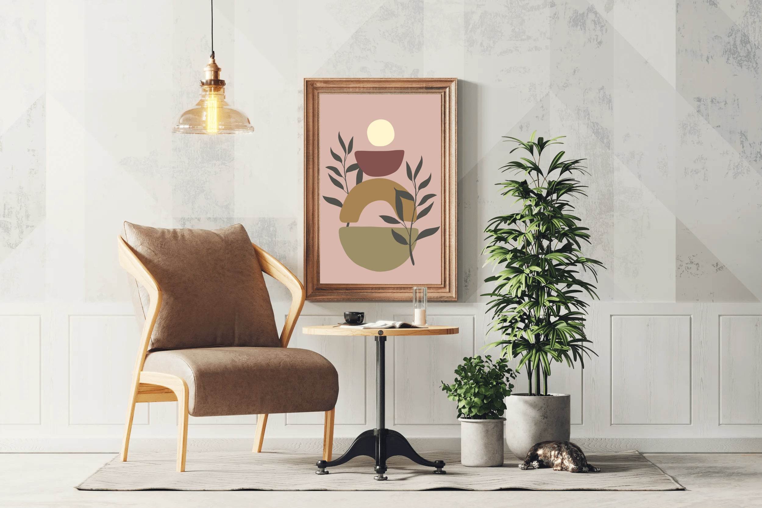 Geometric Shapes with Leaf ArtWork - beink online art store