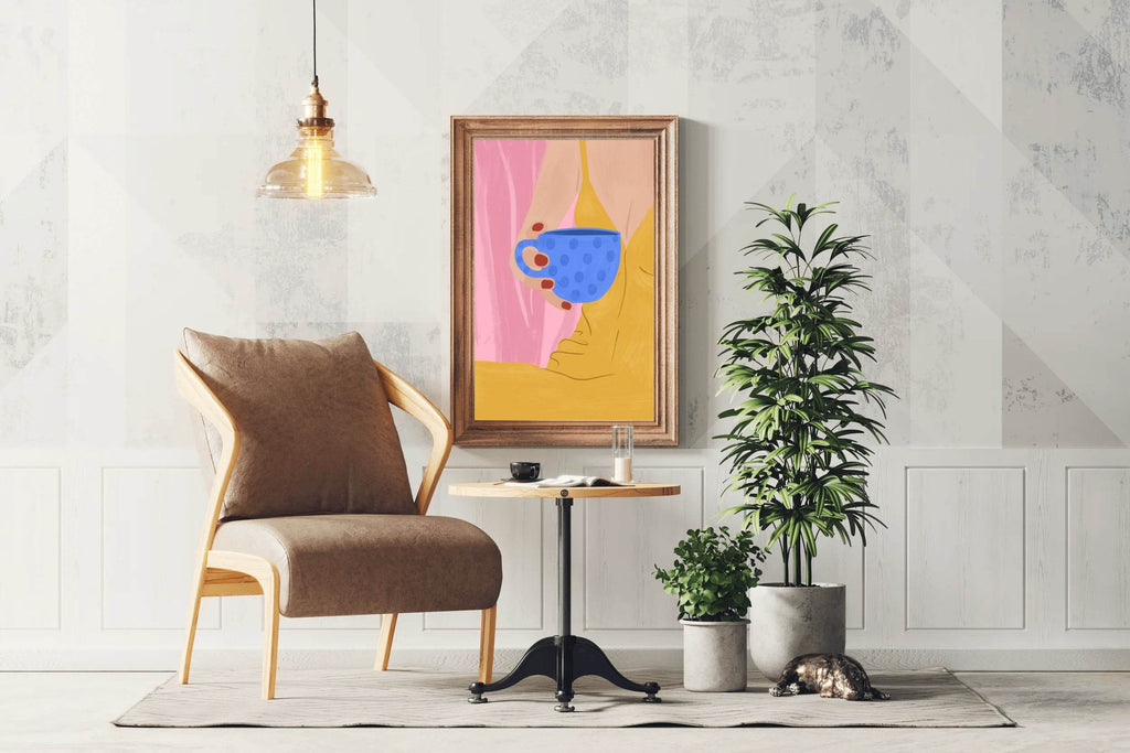 Contemporary Woman With Coffee in Hand Wall Art - beink online art store