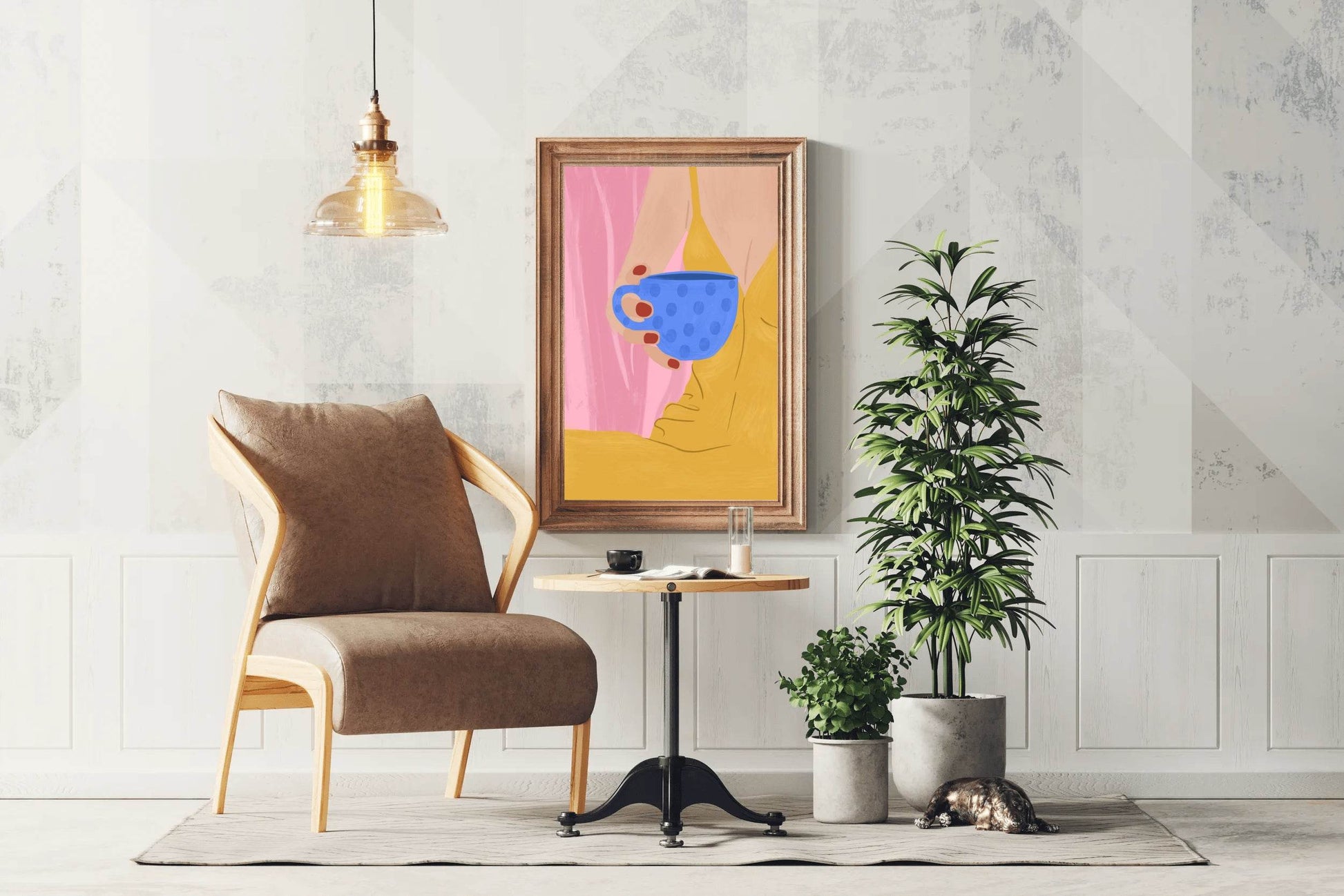 Contemporary Woman With Coffee in Hand Wall Art - beink online art store