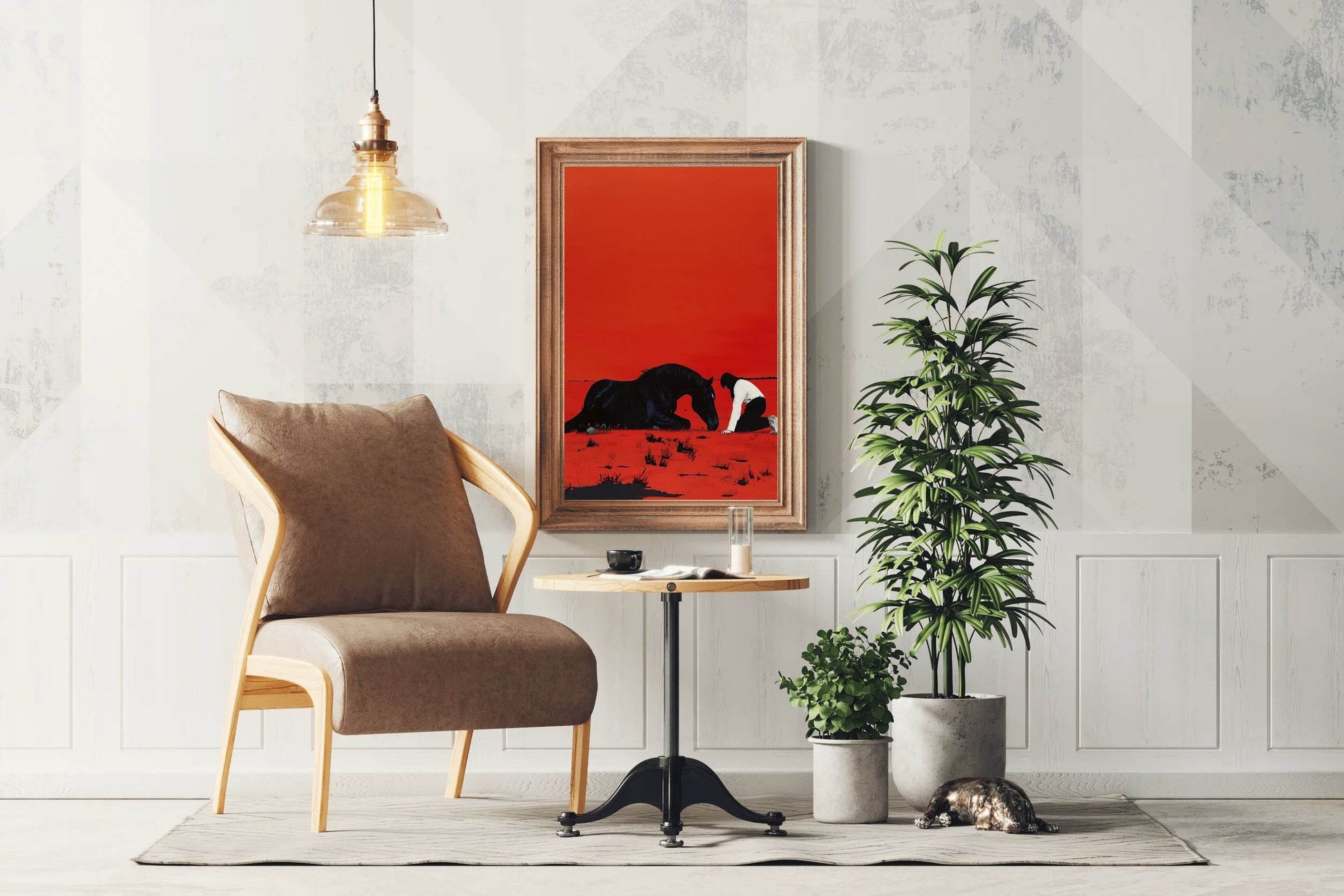 Black Horse Sitting Wall Art - beink online art store