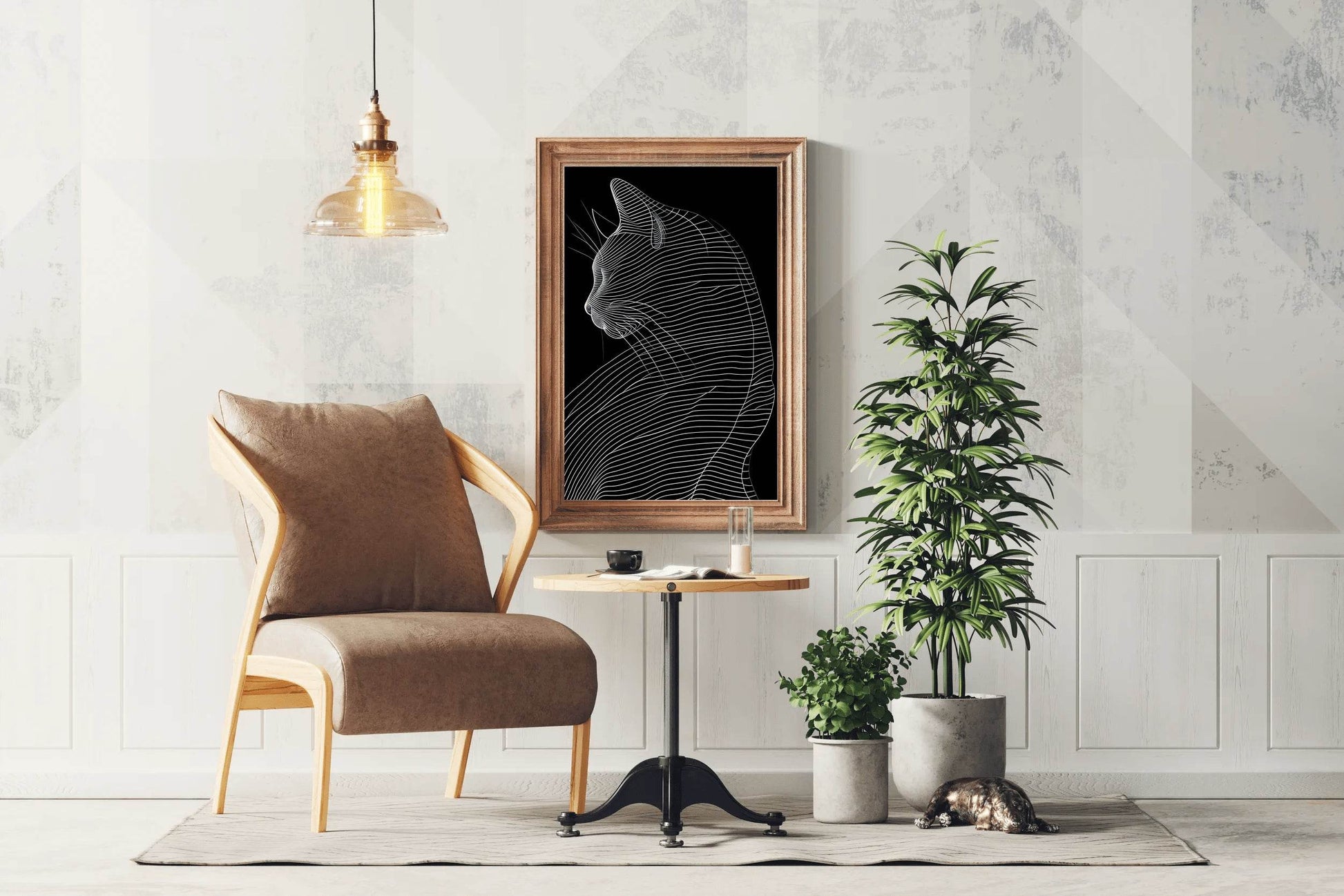 A Black and White Picture of a Cat - beink online art store