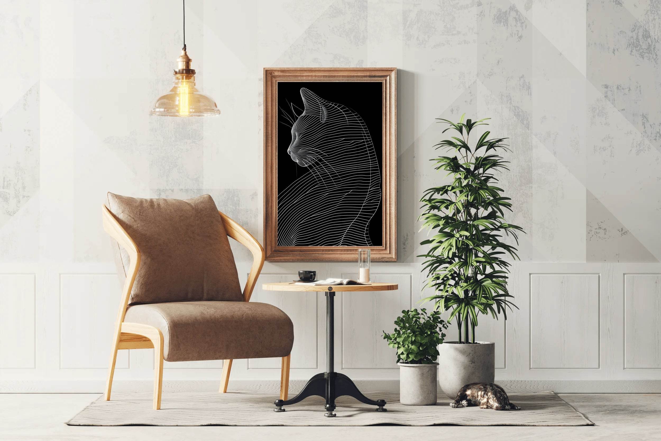 A Black and White Picture of a Cat - beink online art store