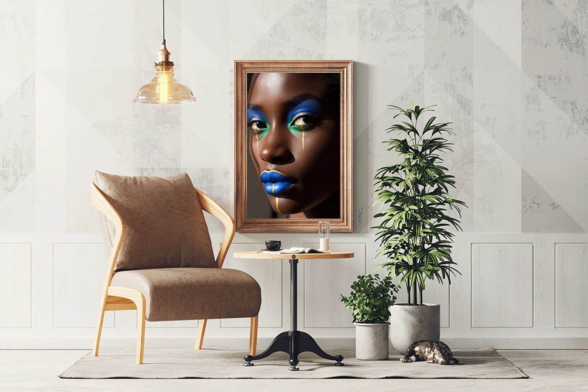African Women Makeup With Blue Color Wall Art - beink online art store
