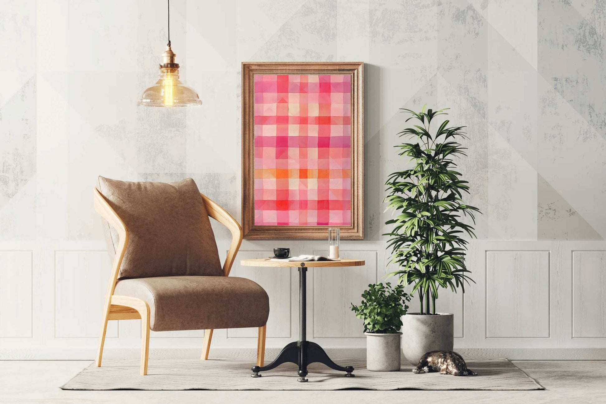 Pink Square Grid Digital Art - beink online art store