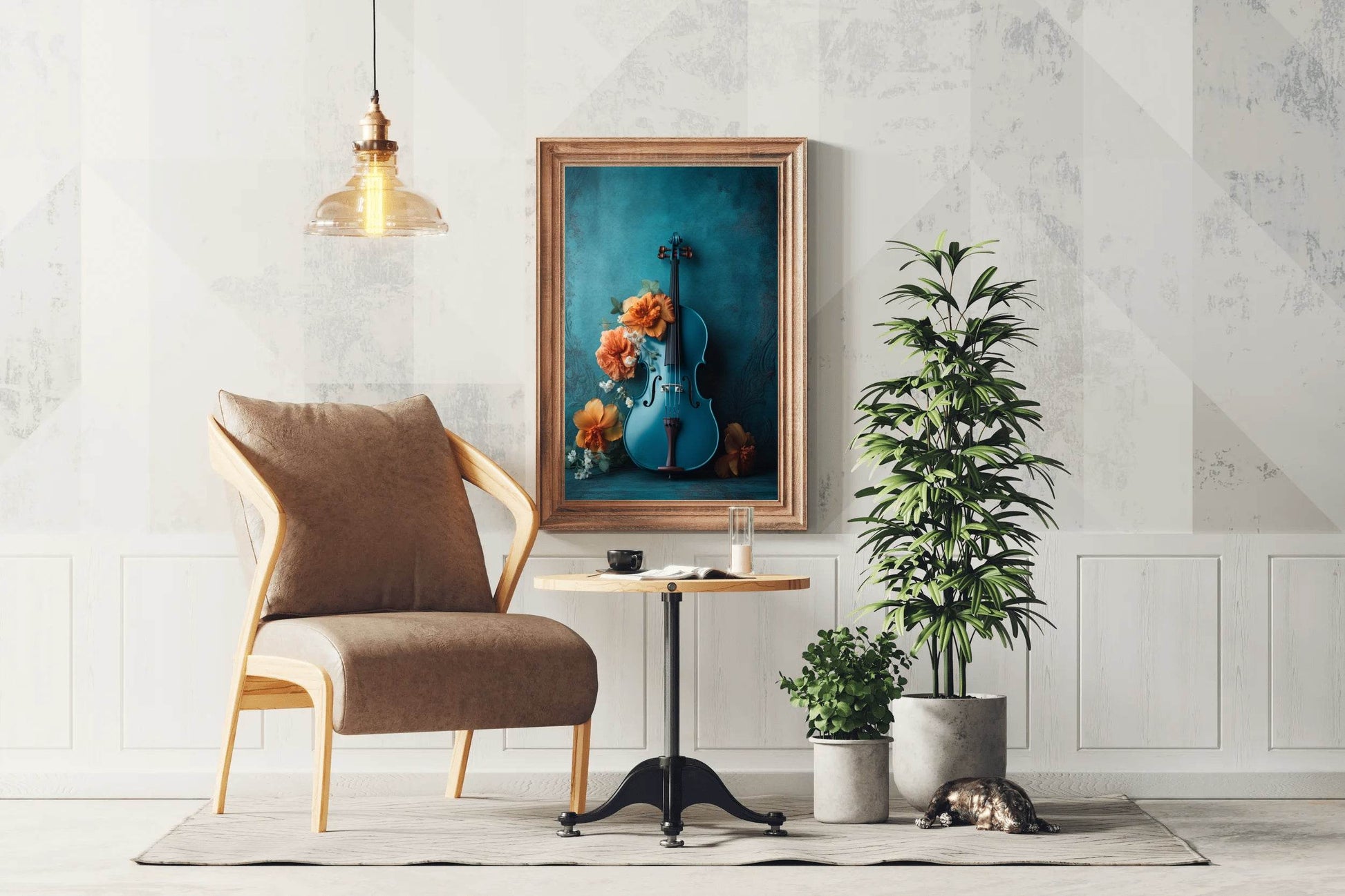 Classical Blue Violin Wall Art - beink online art store