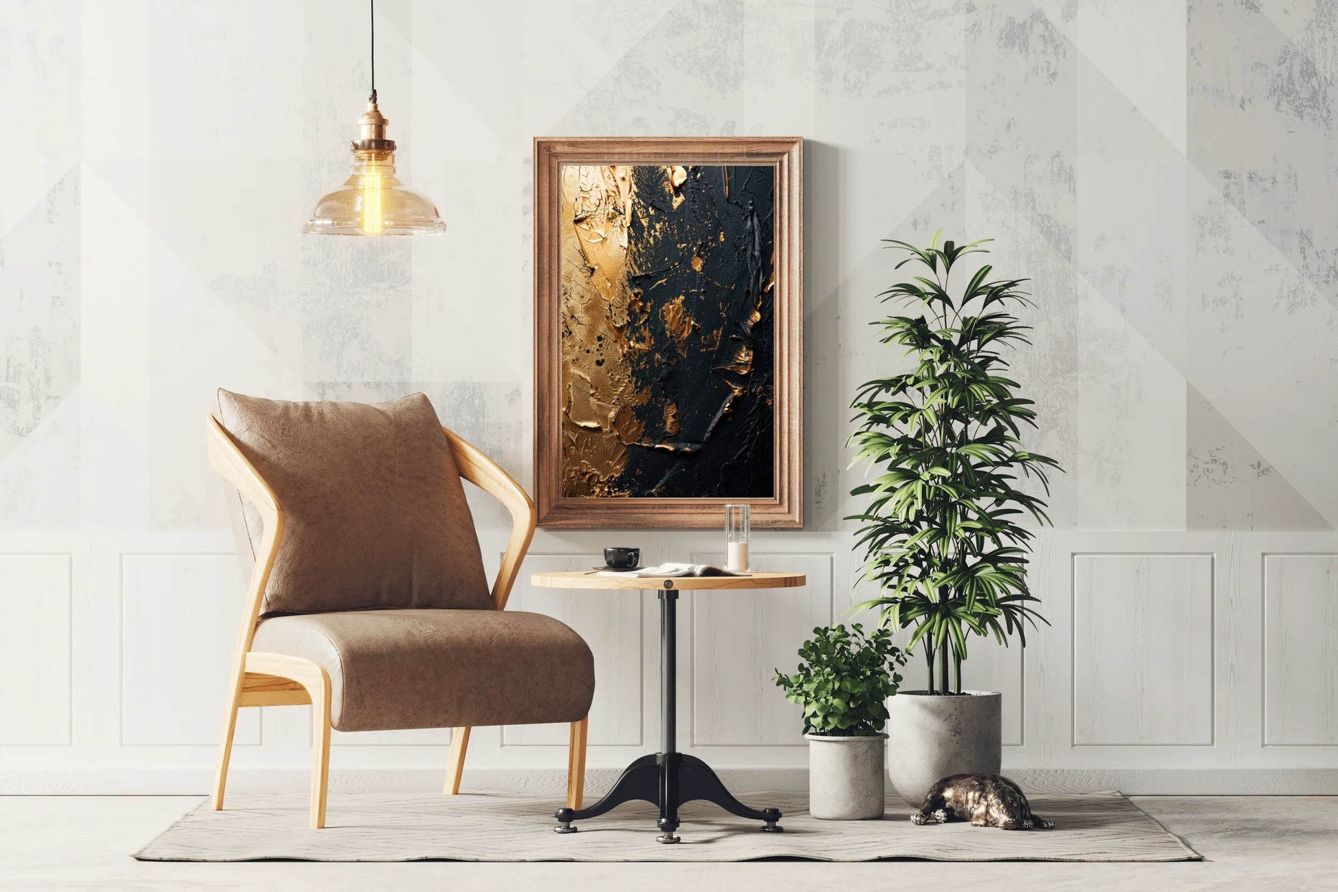 Black and Gold Grunge Wall Art - beink online art store