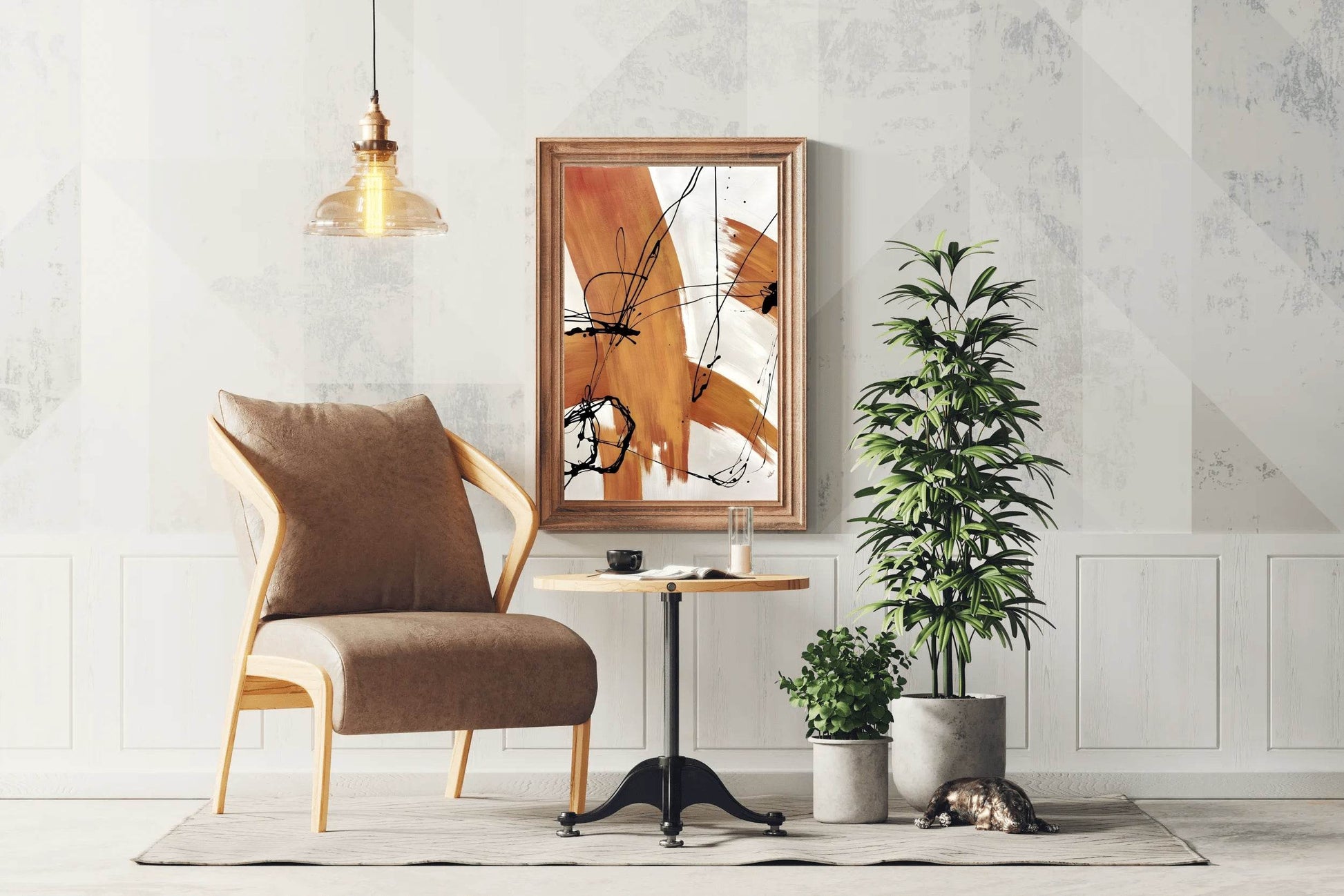 Brown Brush Strokes Modern Wall Art - beink online art store