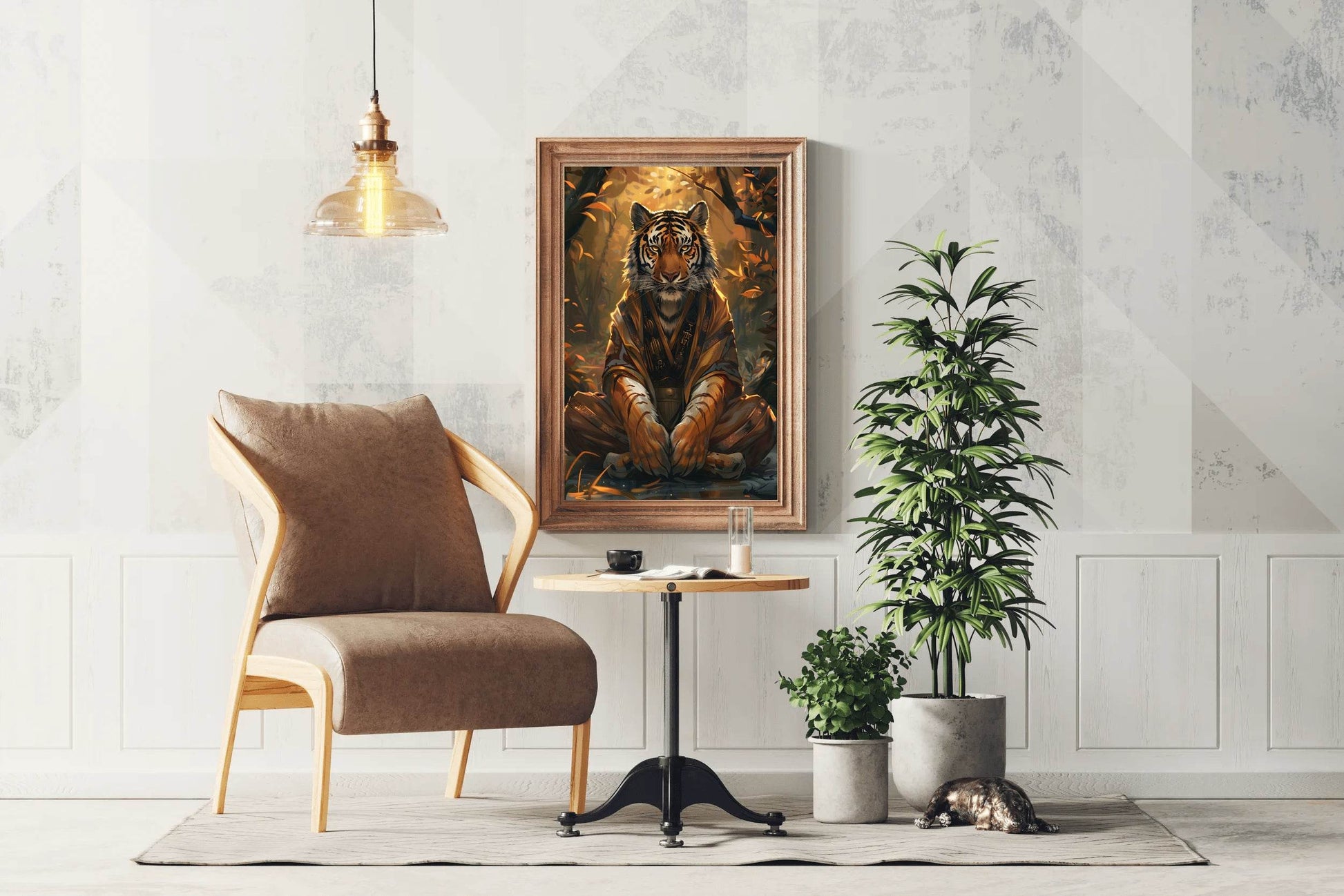 Painting of Lion Sitting in Jungle Wall Art - beink online art store