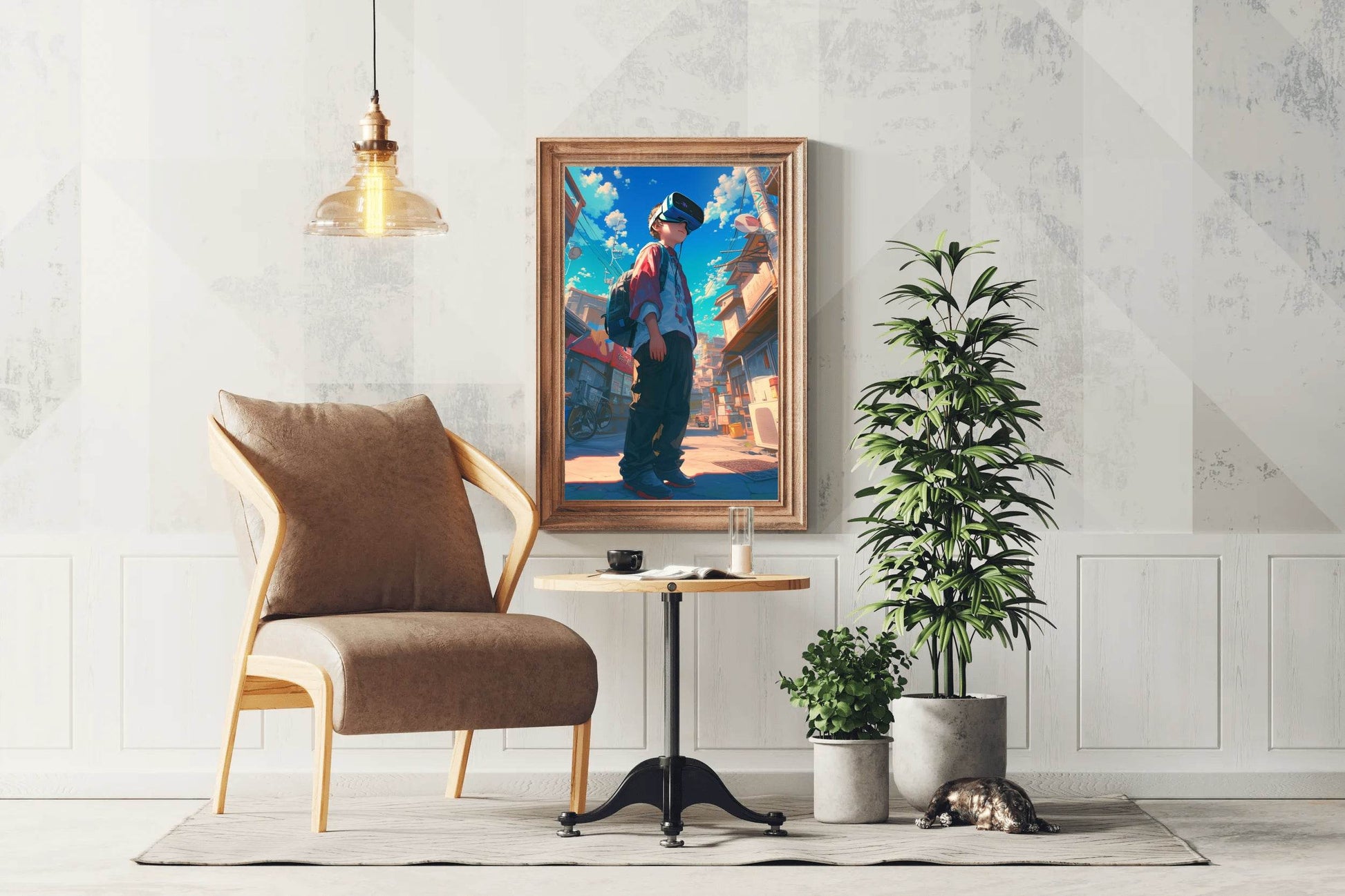 Anime character Using Virtual Reality Glasses Anime Wall Art - beink online art store