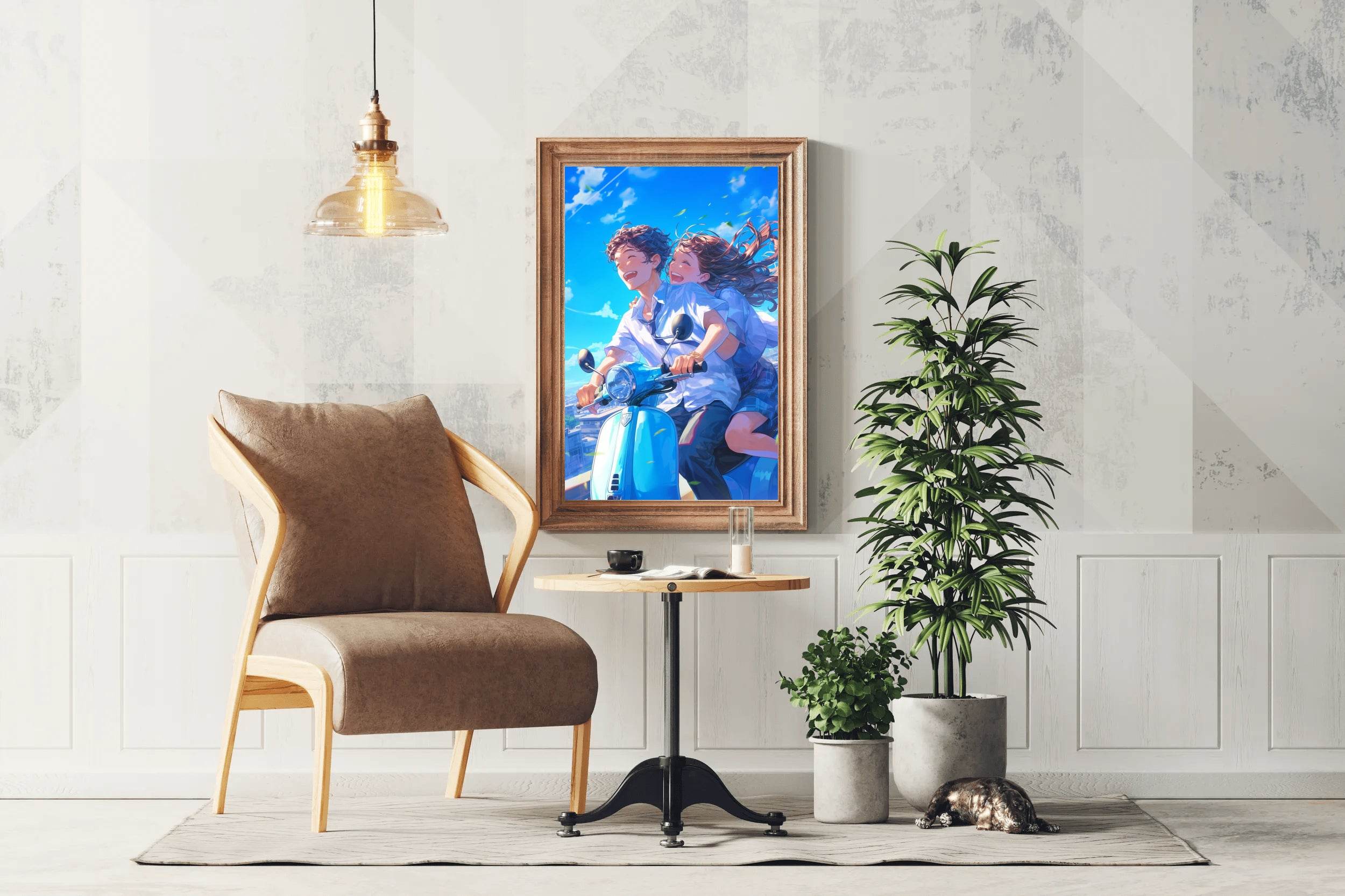 Couple On Bike Anime Wall Art - beink online art store