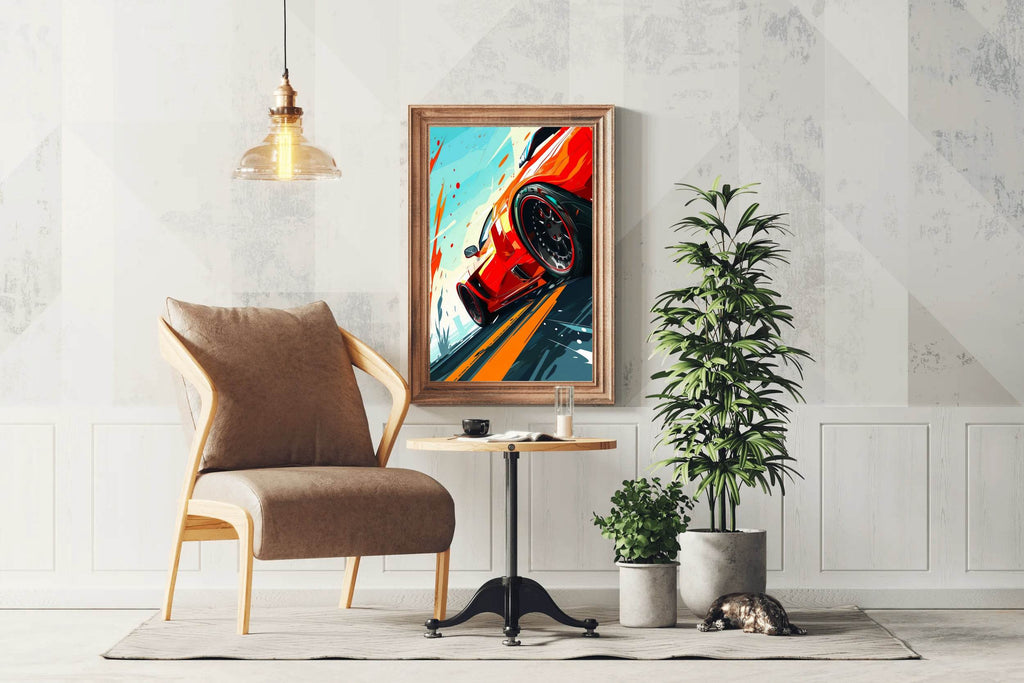 Ferrari Red Cartoon Style Wall Art - beink online art store