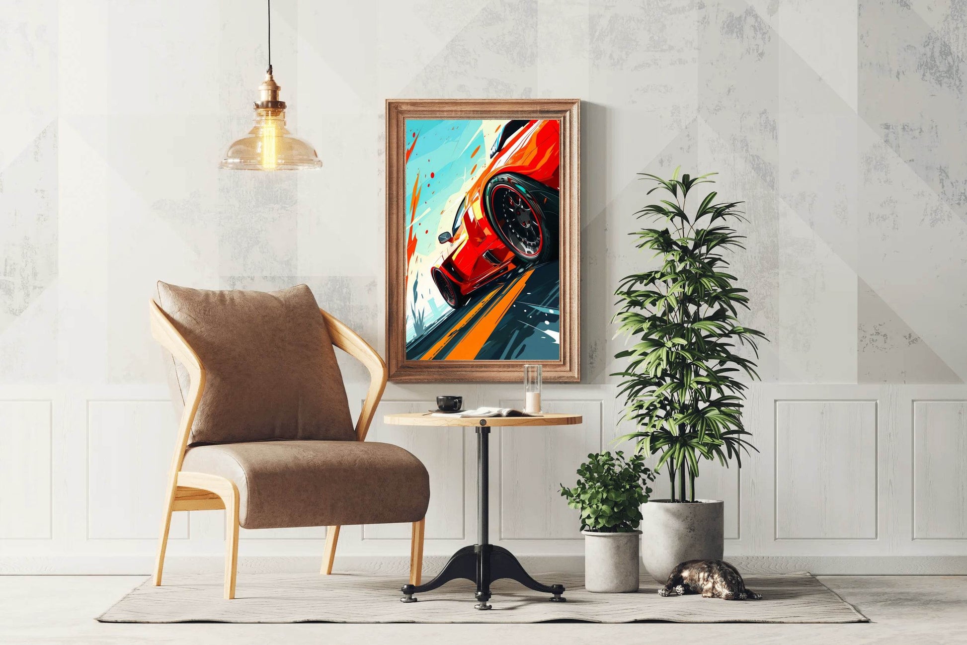 Ferrari Red Cartoon Style Wall Art - beink online art store