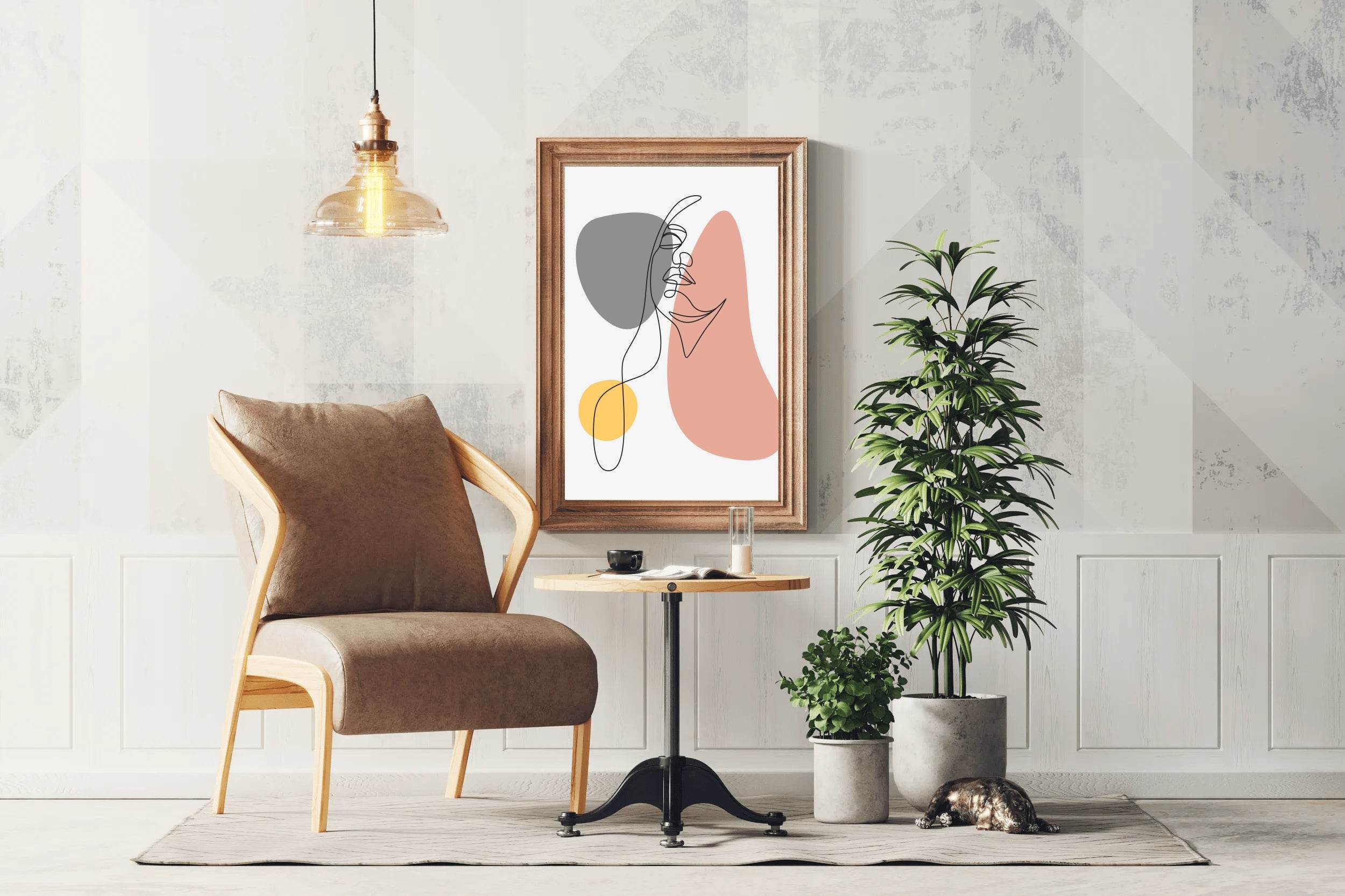 Beautiful Woman With Minimal Line Art Style - beink online art store