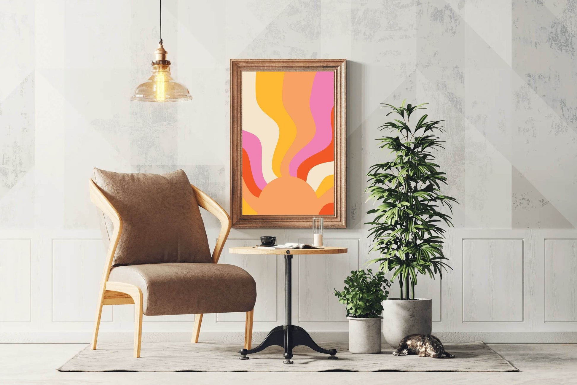 Watercolor Painting of Sun Rays Wall Art - beink online art store