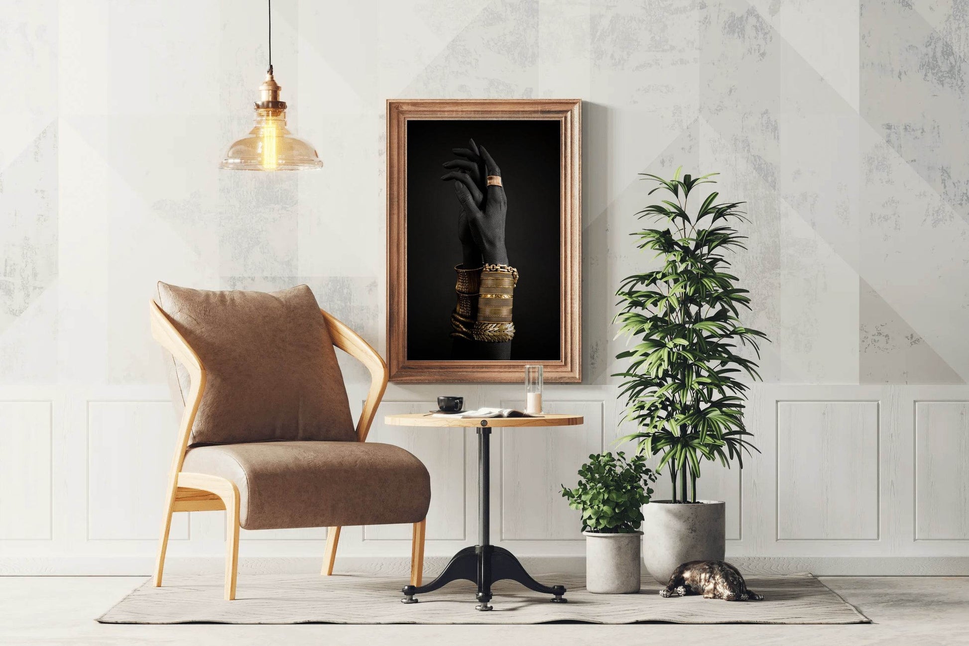 Black Woman Hand With Gold Bracelet Wall Art - beink online art store