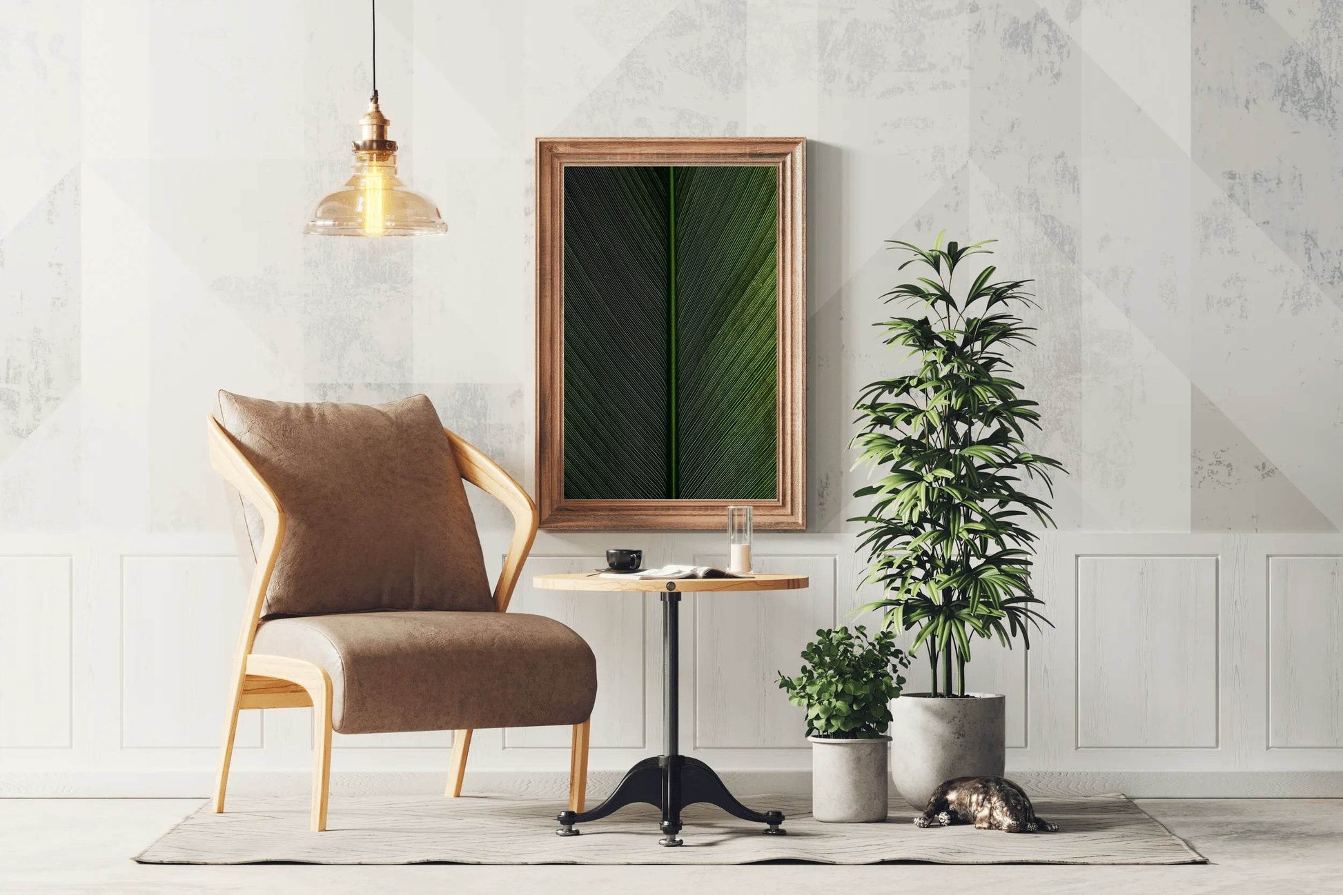 Leaf Lines Green Abstract Wall Art - beink online art store