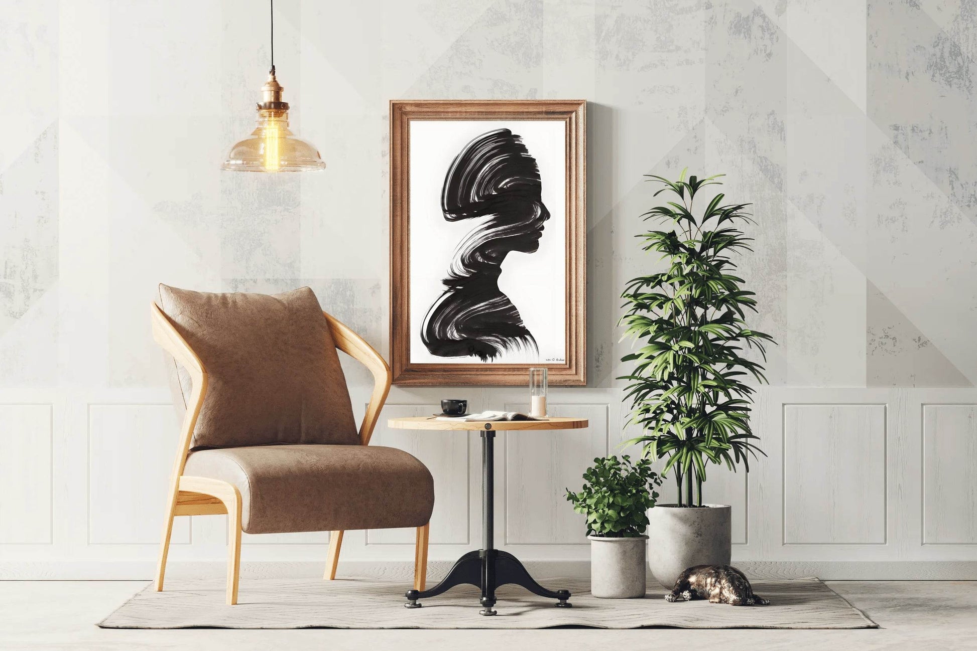 Women Image With Brush Strokes Modern Wall Art - beink online art store
