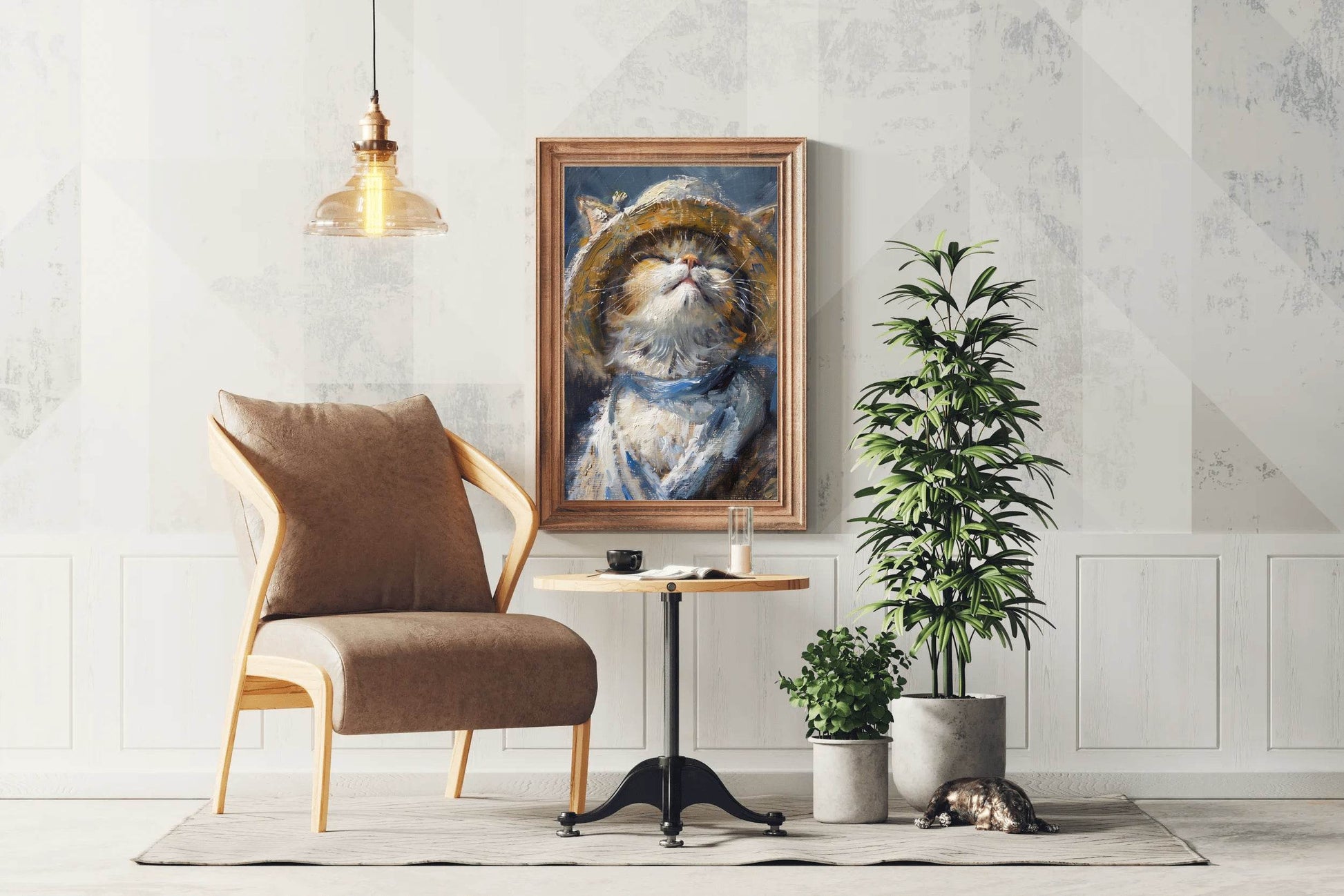 Hand Painted Portrait of Persian Cat Wall Art - beink online art store