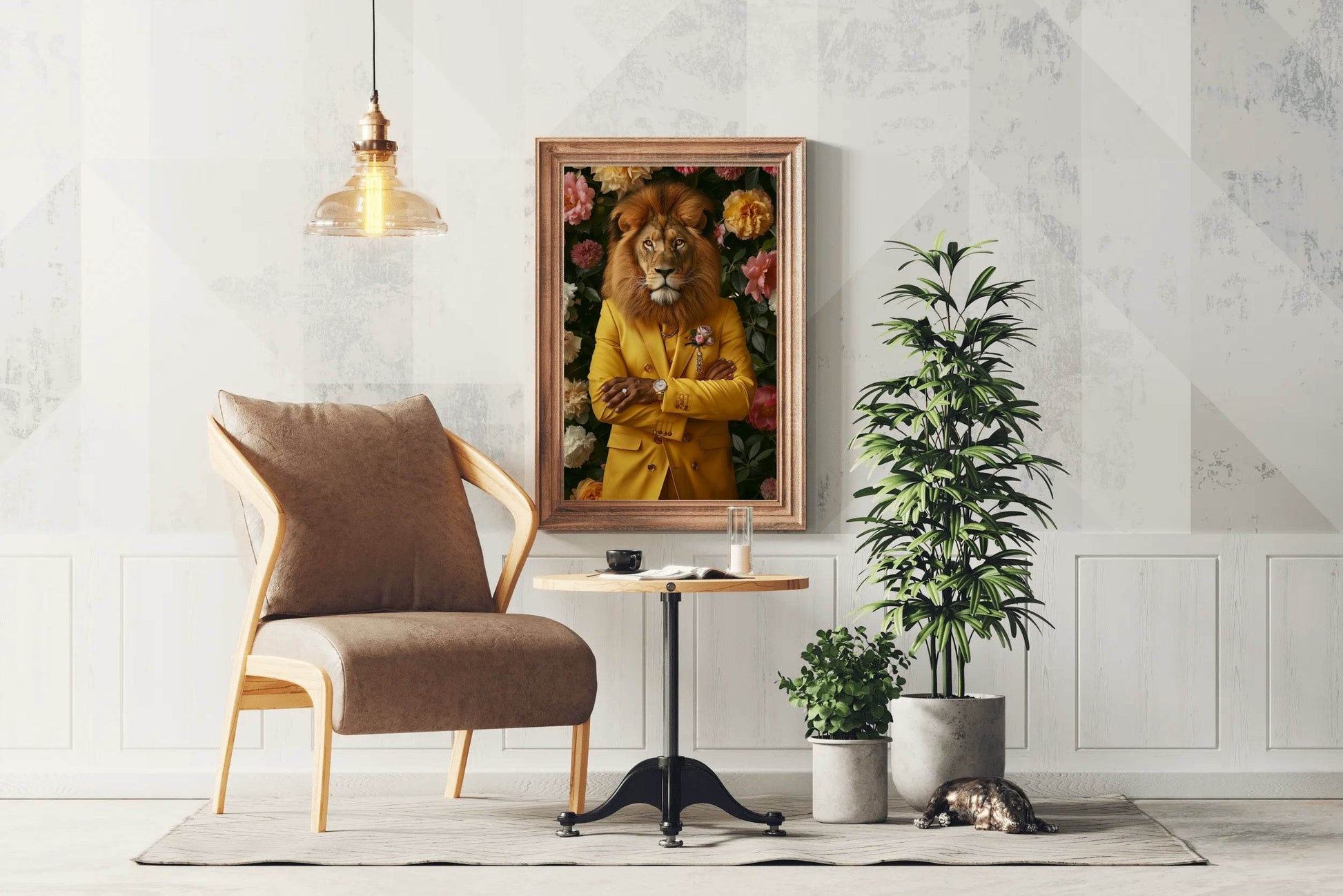 Master Flame Lion Wearing Coat Wall Art - beink online art store