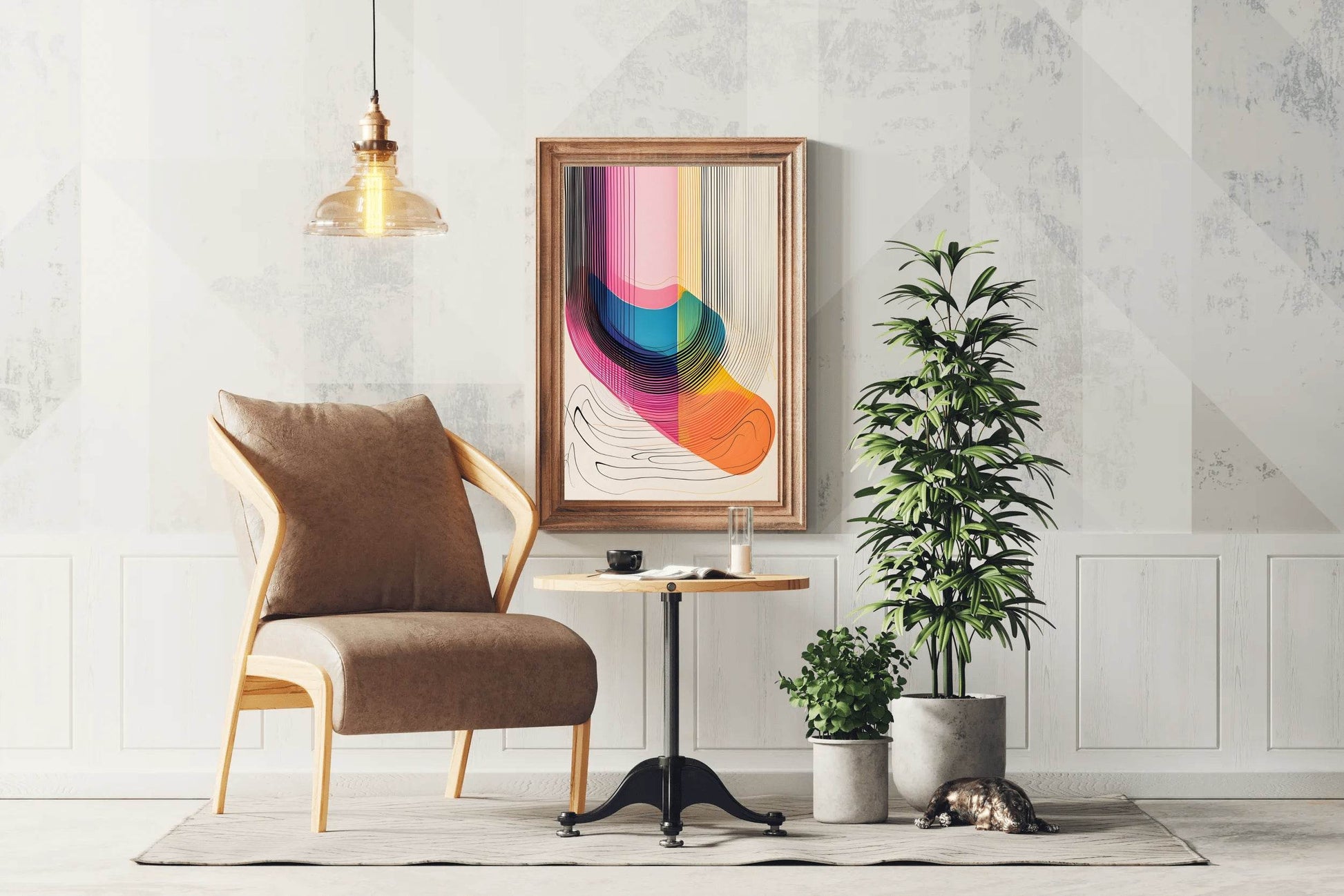 A Close Up of a Colorful Wavy Pattern Digital Art - beink online art store