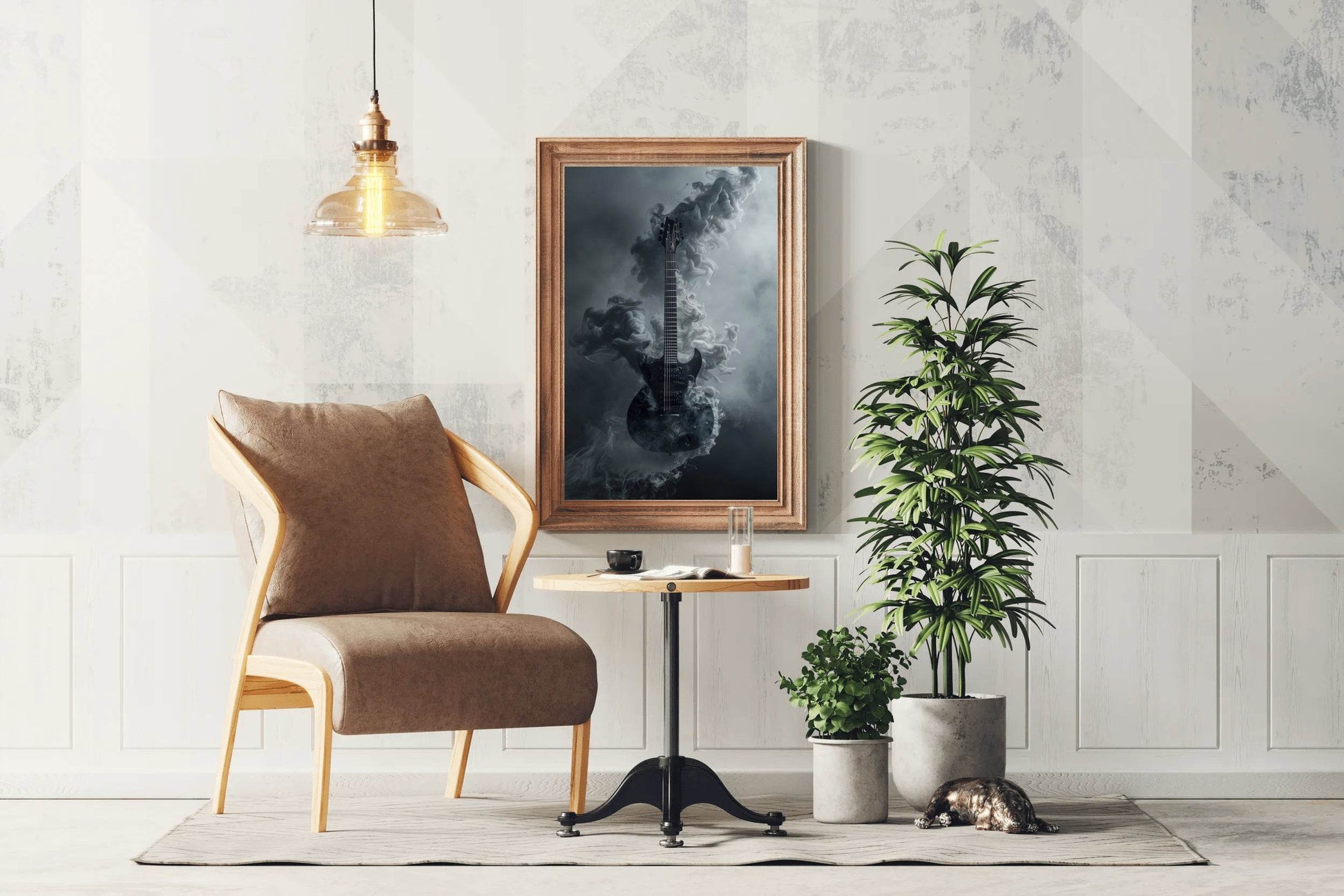Smokey Black Guitar Wall Art - beink online art store