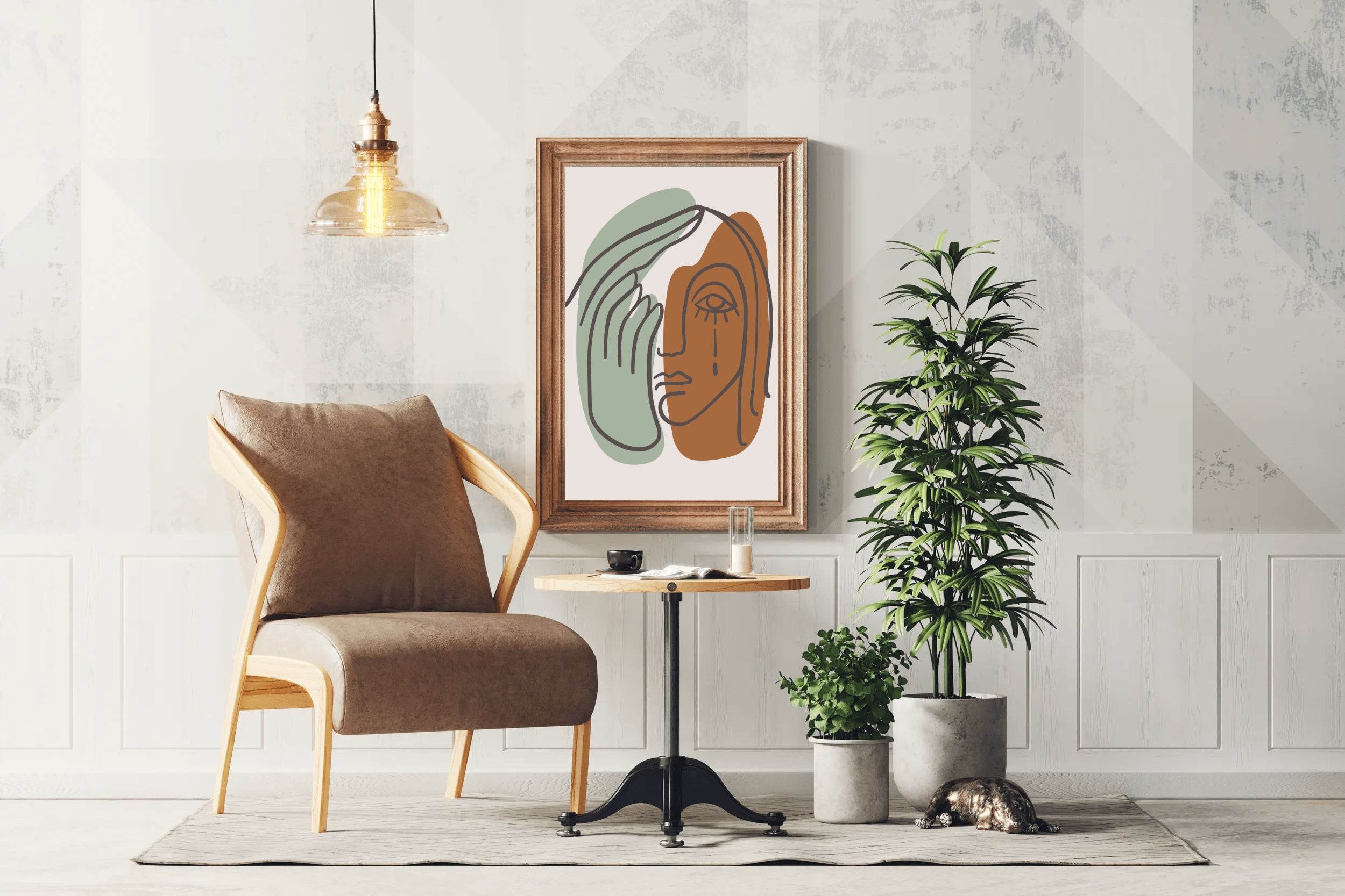 Minimalist Portrait with a Hand Covering an Eye ArtWork - beink online art store
